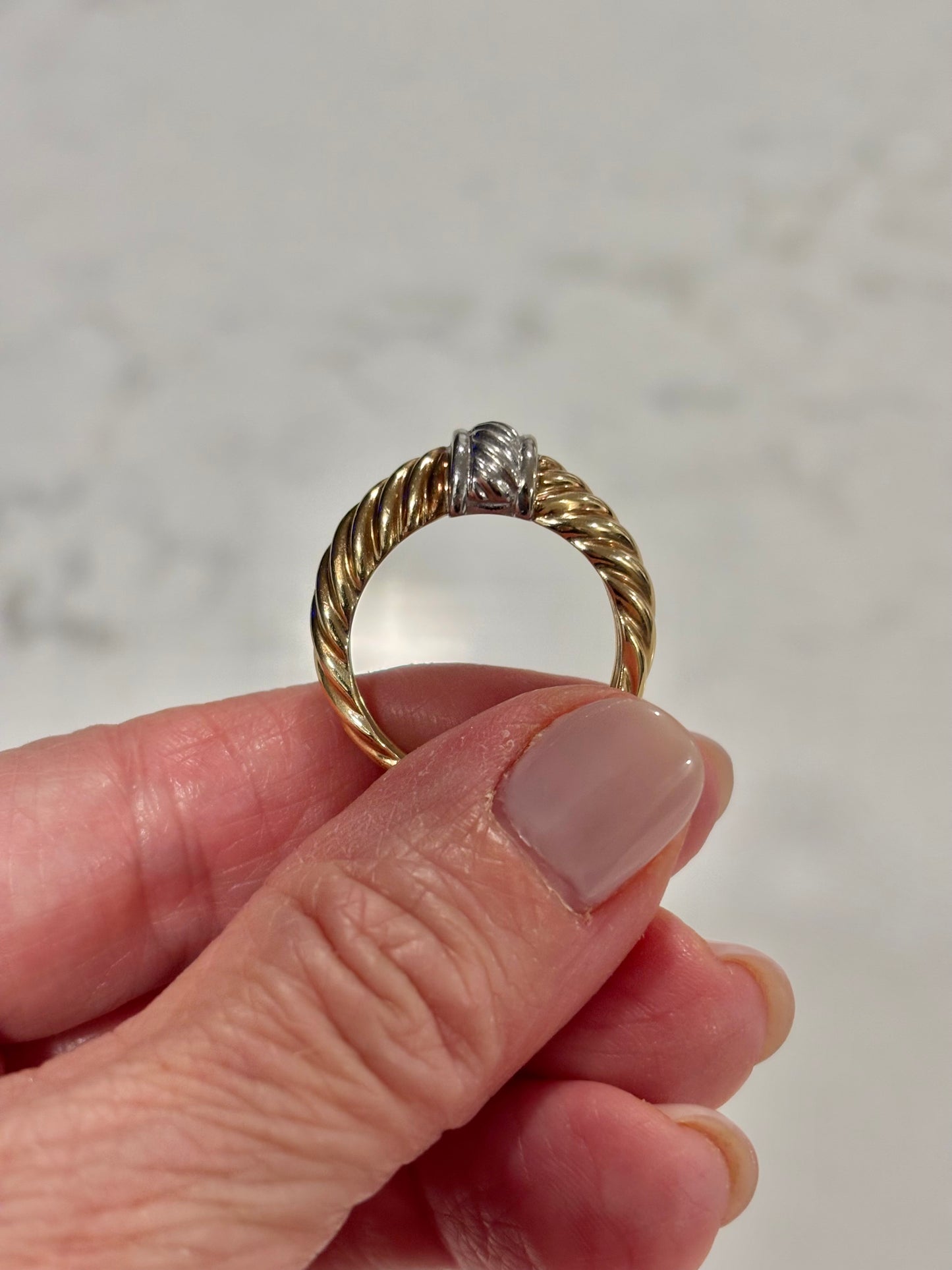 Vintage 14K Gold Two-Tone, Mixed Metal Twist Ring – Sculptural Unisex Design