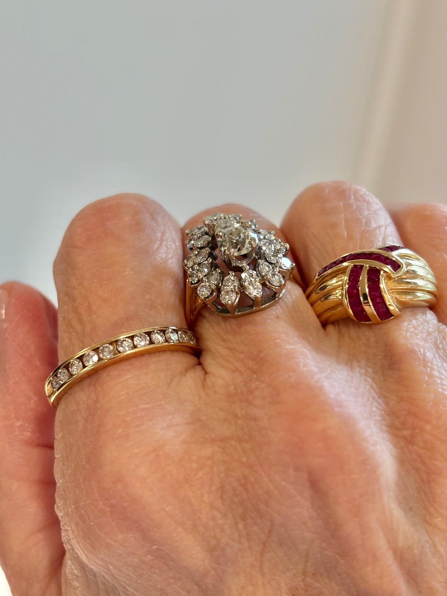 Vintage Ruby Knot Statement Ring 14K Solid Yellow Gold