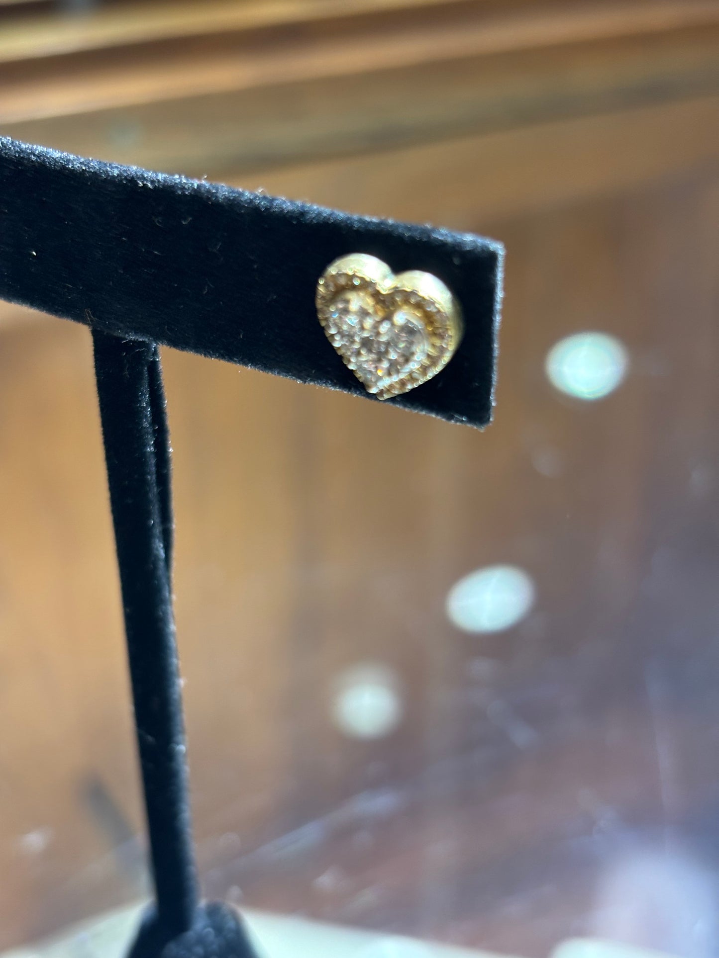 Vintage 14k Gold Diamond Heart Halo Stud Earrings | Romantic Estate Jewelry