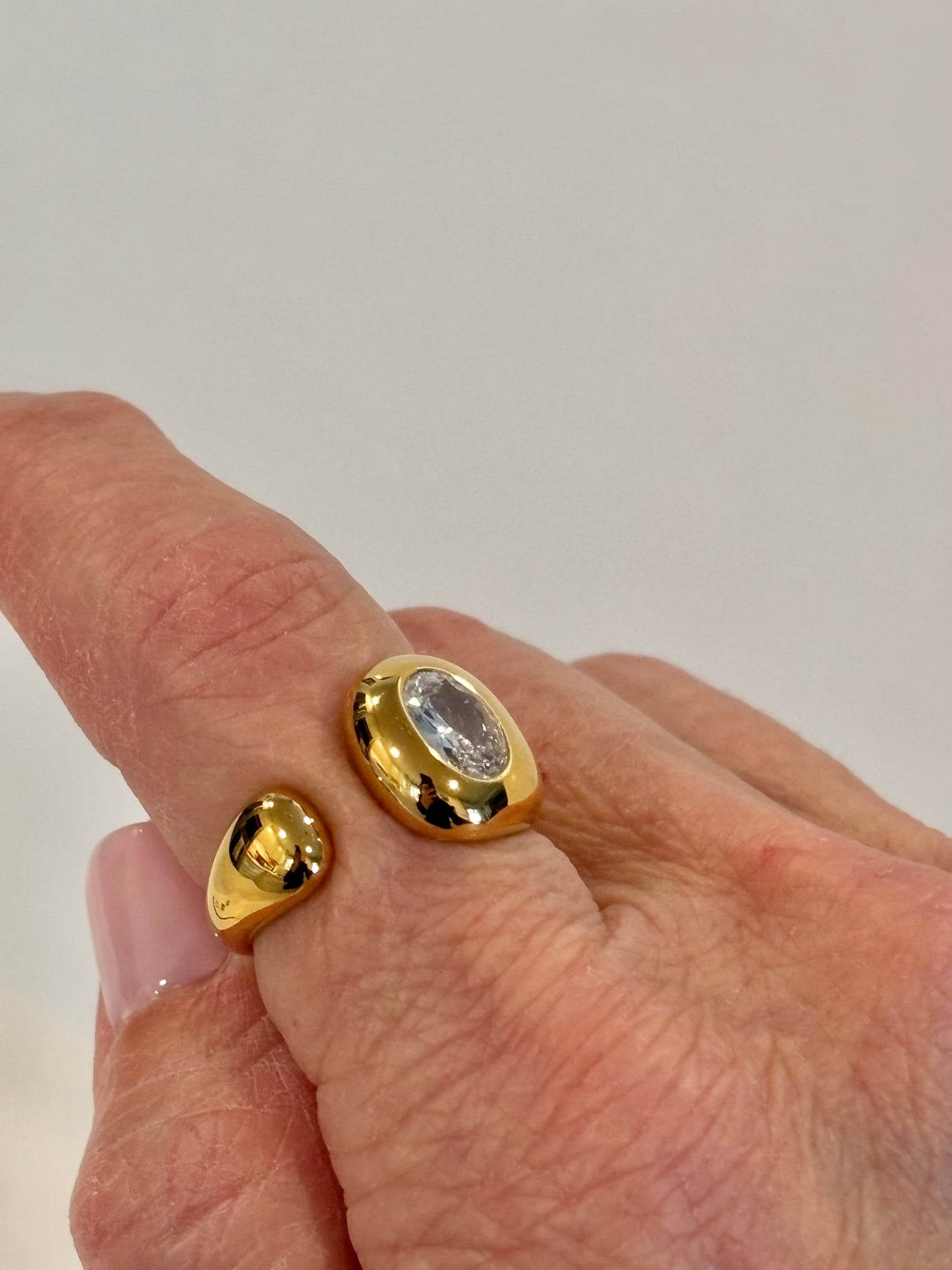 Crystal Dome Statement Ring - 18K Stainless Steel Gold Plated