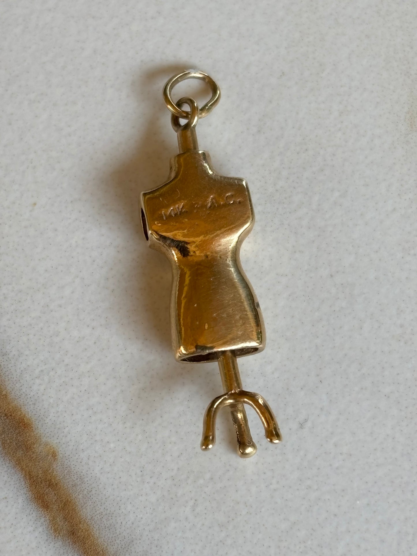 Vintage Dressmaker Form 14k Yellow Gold Charm Pendant