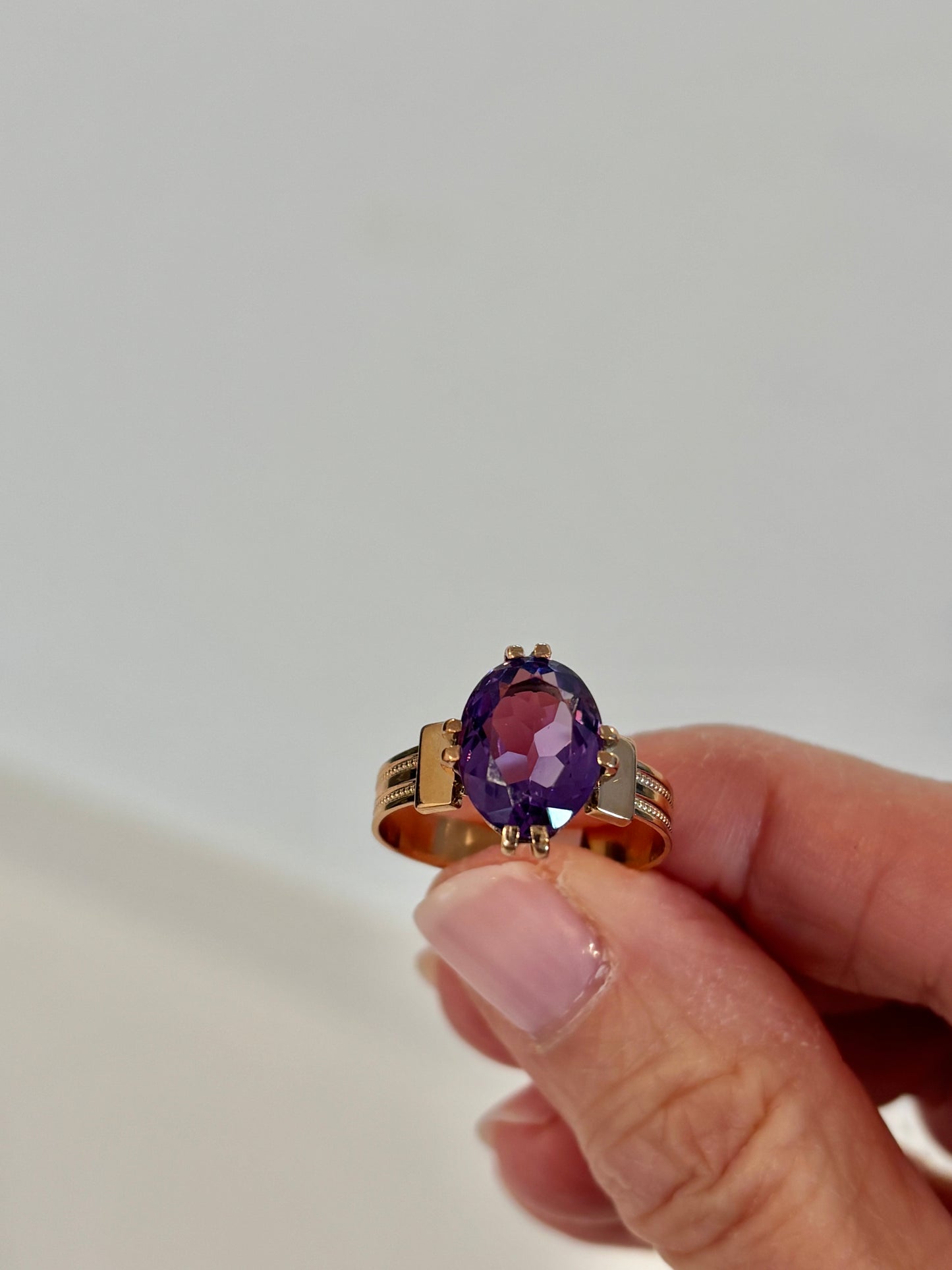 Vintage Amethyst Statement Ring | Oval Purple Gemstone Ring | Elegant Rose Gold Ring | February Birthstone Jewelry
