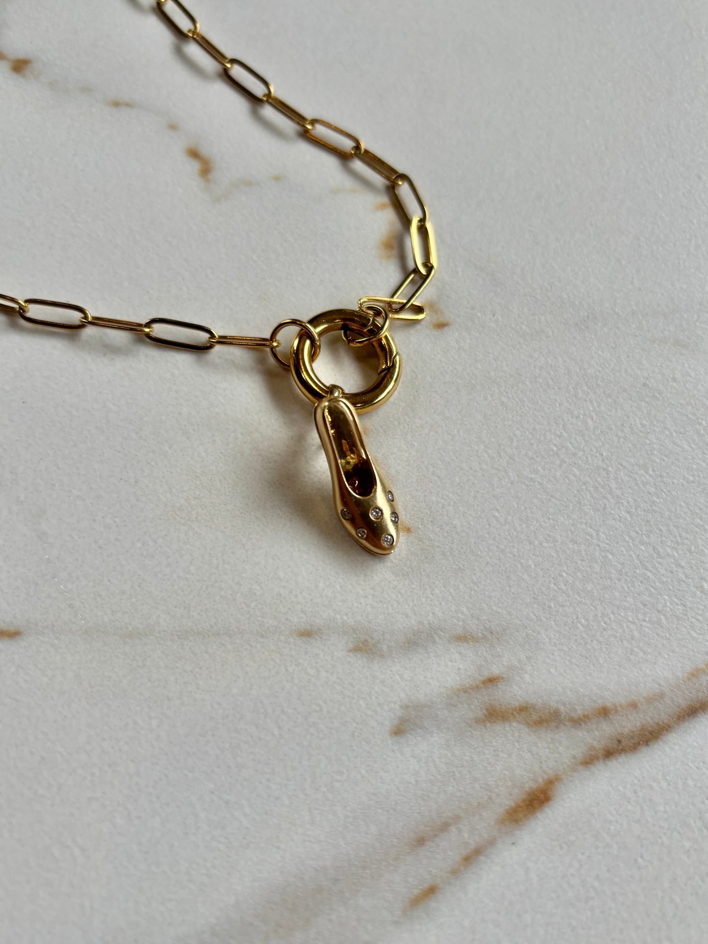 Vintage 14k Gold Pump & Diamonds Charm