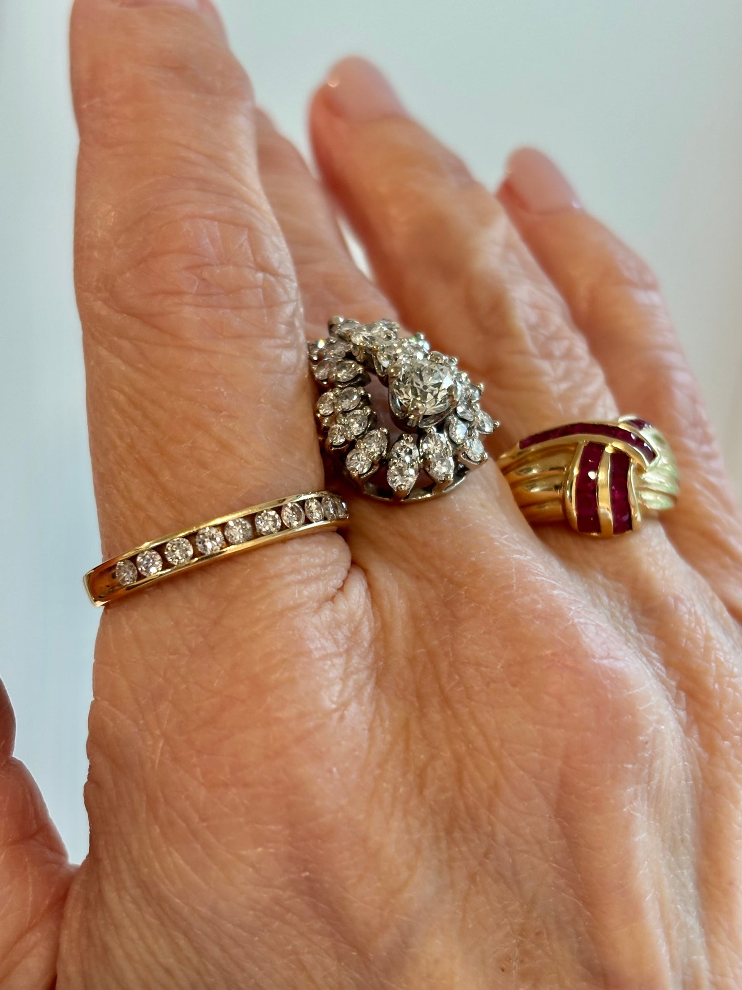 Vintage Ruby Knot Statement Ring 14K Solid Yellow Gold