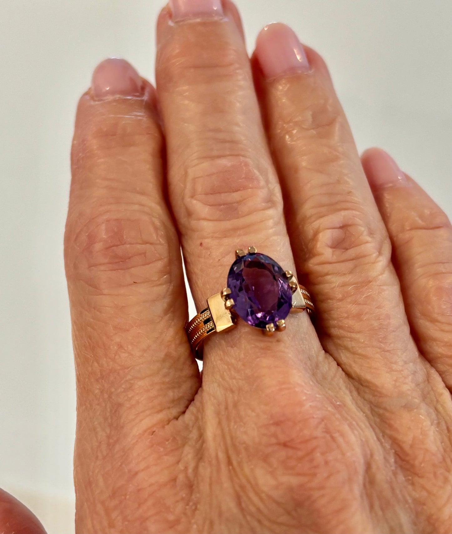 Vintage Amethyst Statement Ring | Oval Purple Gemstone Ring | Elegant Rose Gold Ring | February Birthstone Jewelry