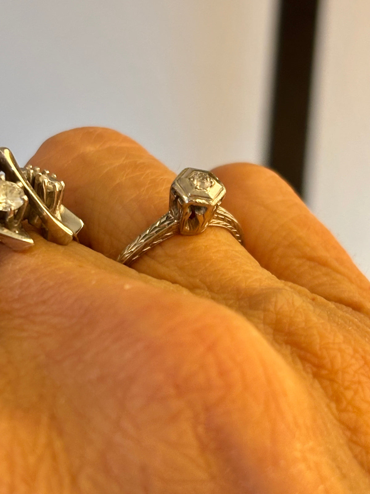 Vintage Art Deco Dainty Diamond Ring 14k