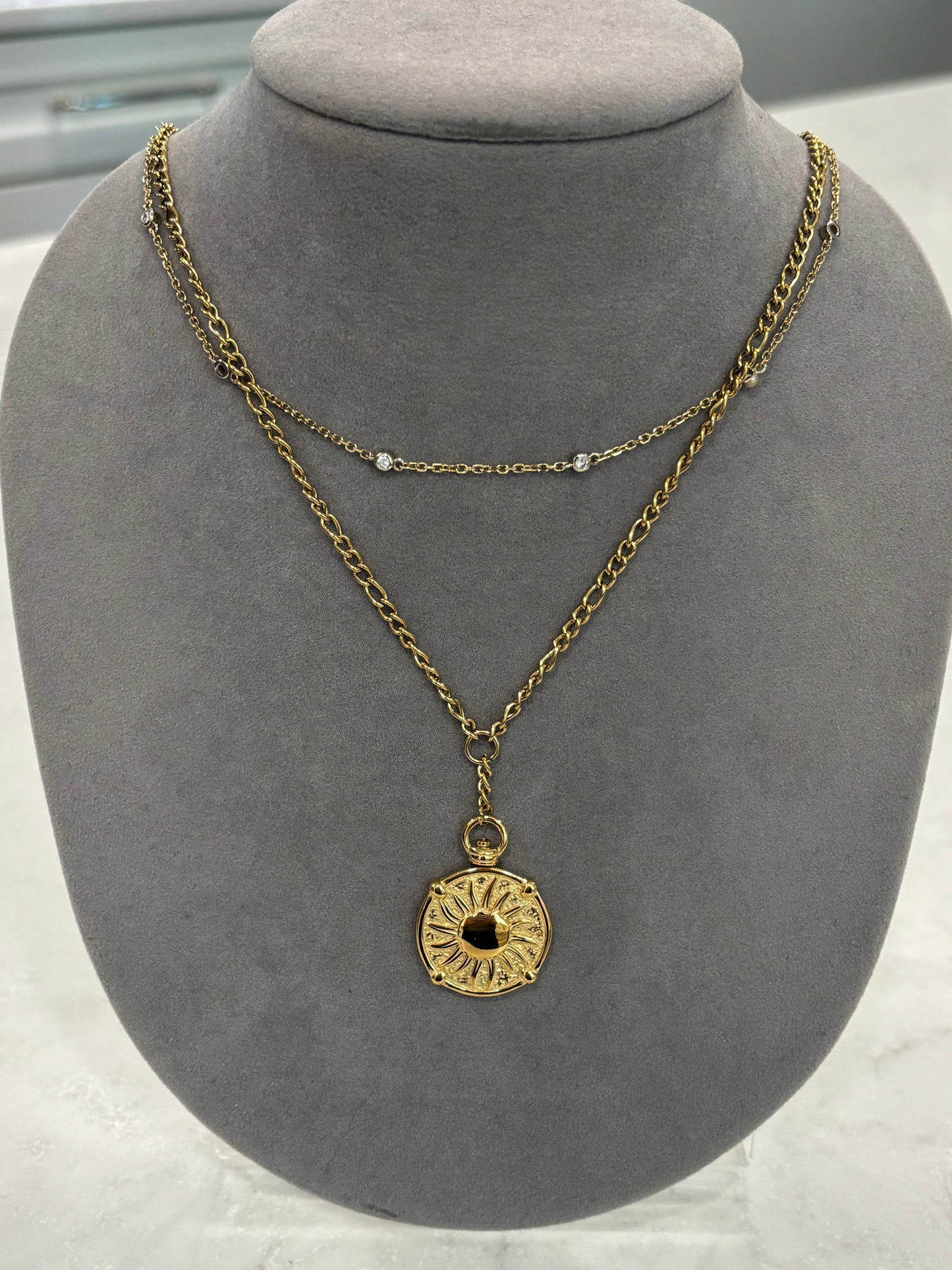 Reversible Sun Moon Coin Necklace | 18K Gold Plated Stainless Steel Medallion Pendant