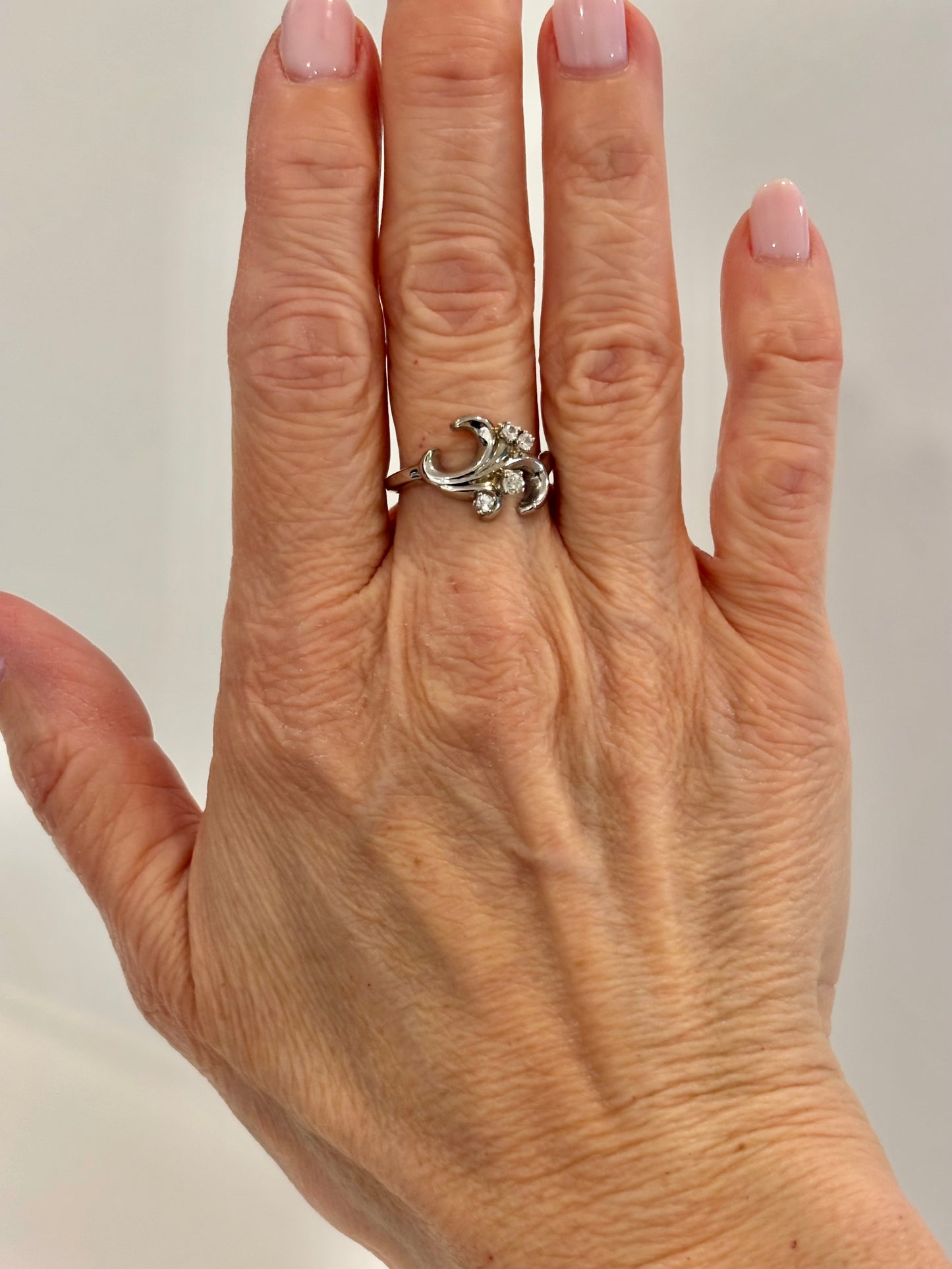 Vintage 14K Gold Diamond Swirl Ring - Sculptural Estate Statement Ring