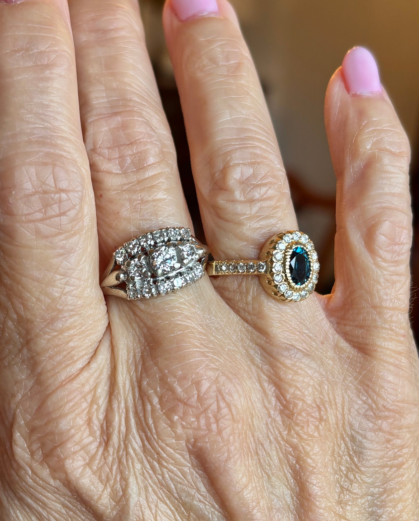 Vintage 14K White Gold Diamond Cluster Ring | Estate Wide Statement Ring