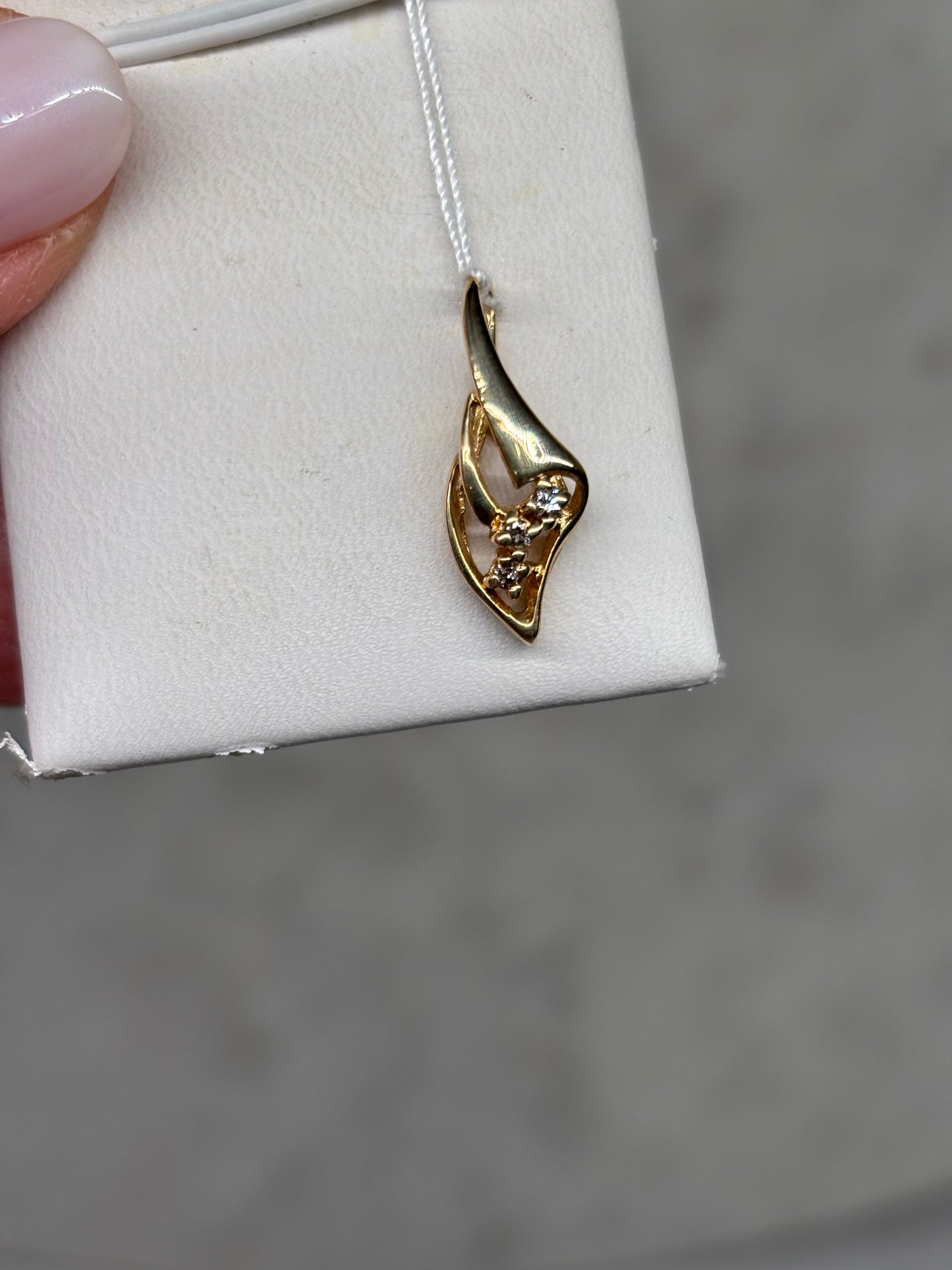 Vintage Diamond Teardrop 14K Yellow Gold Pendant