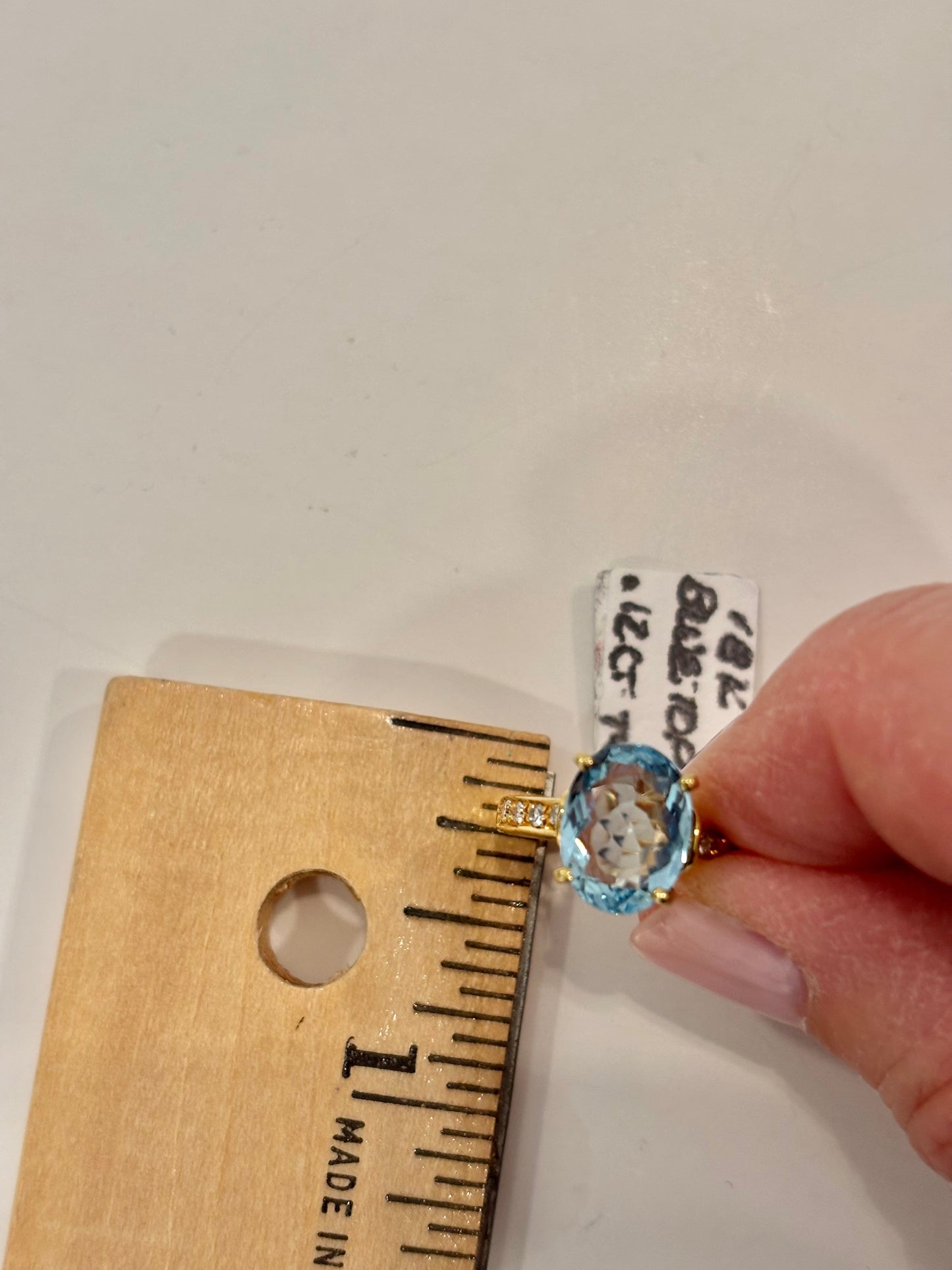 Vintage Blue Topaz Ring 18K Gold - Elegant Estate Statement Ring