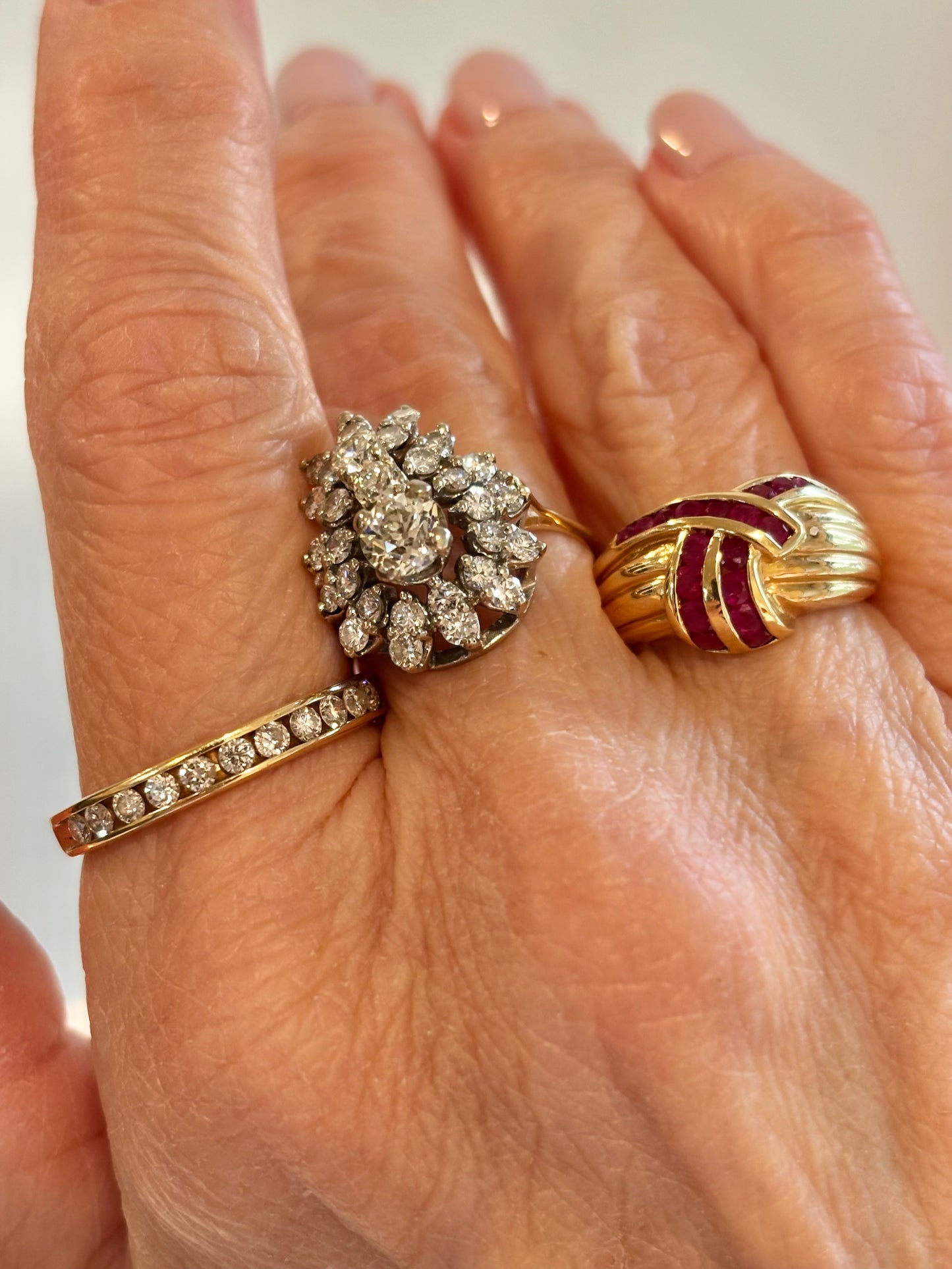 Vintage Ruby Knot Statement Ring 14K Solid Yellow Gold