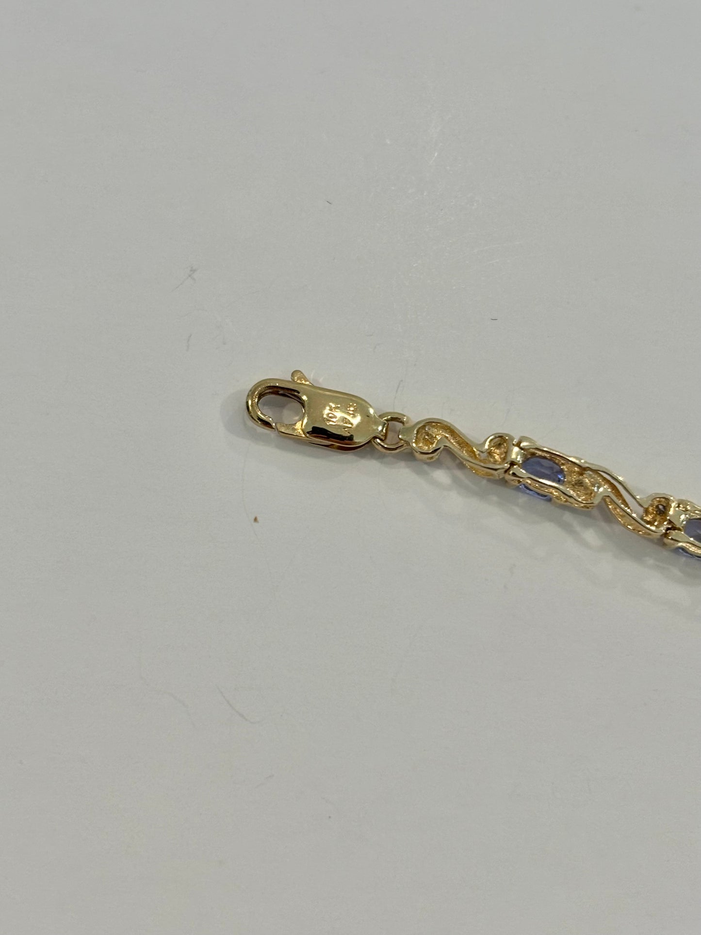 Vintage 10K Yellow Gold Iolite and Diamond Tennis Bracelet - Deep Violet Brilliance
