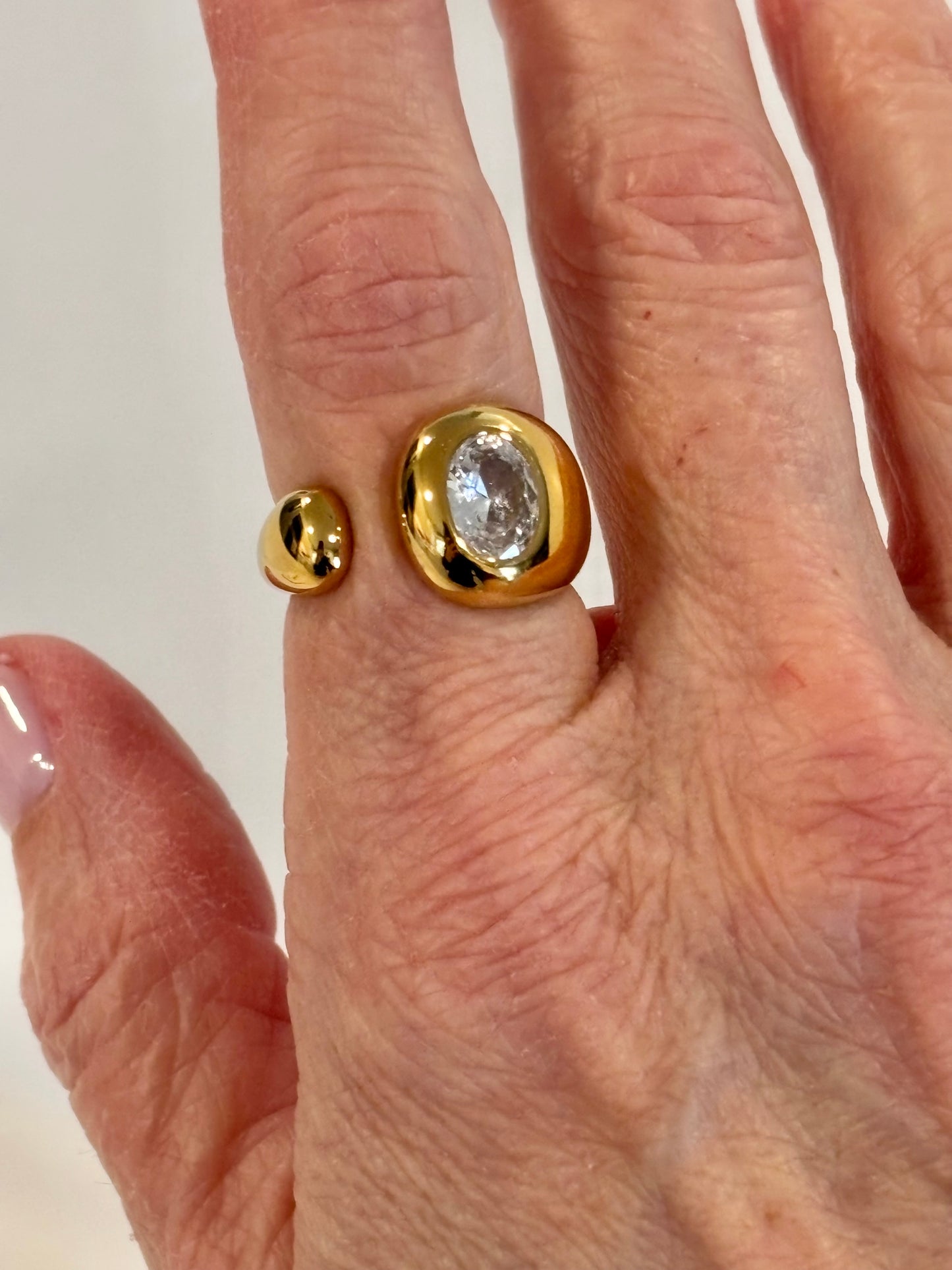 Crystal Dome Statement Ring - 18K Stainless Steel Gold Plated