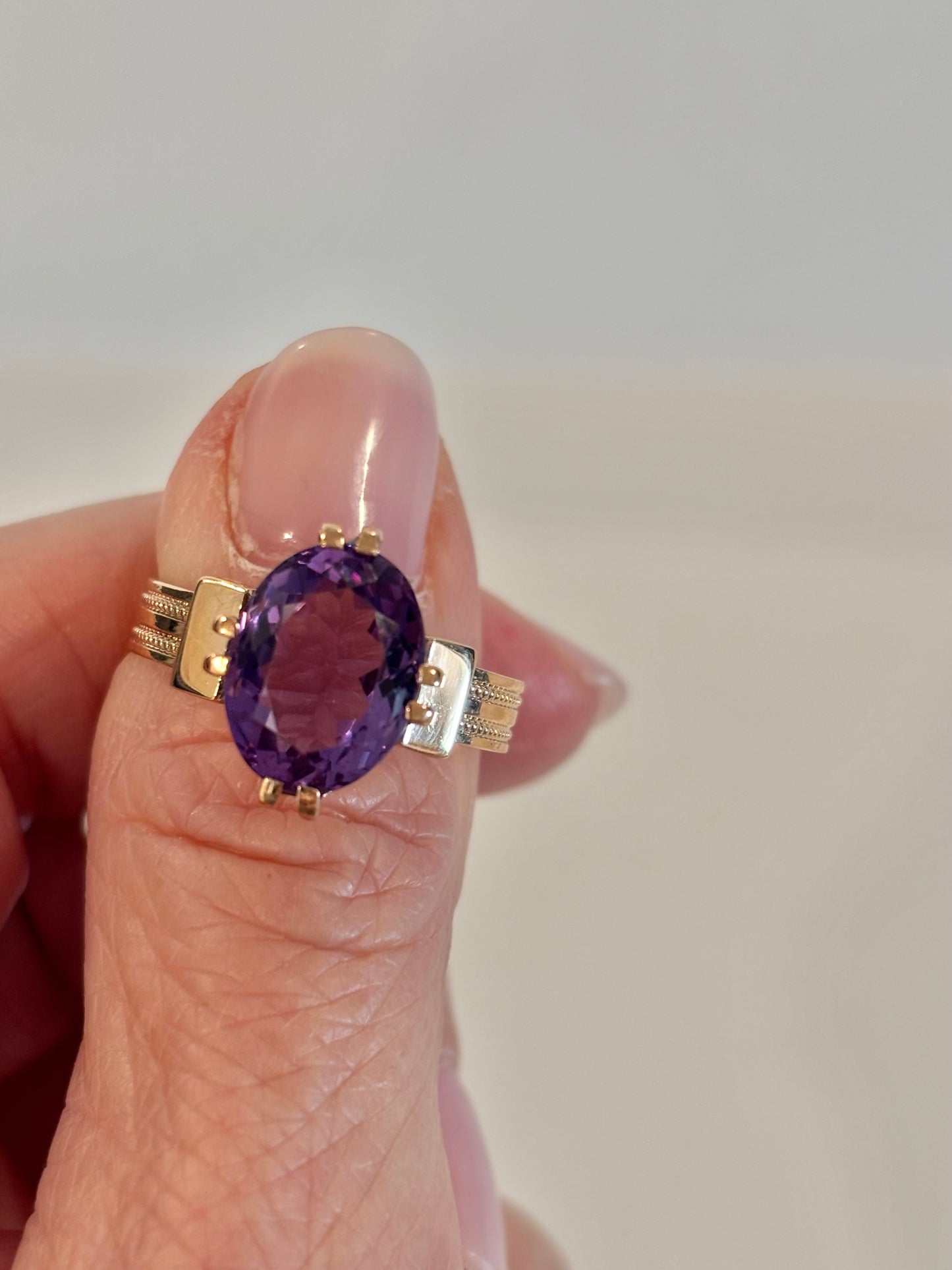Vintage Amethyst Statement Ring | Oval Purple Gemstone Ring | Elegant Rose Gold Ring | February Birthstone Jewelry