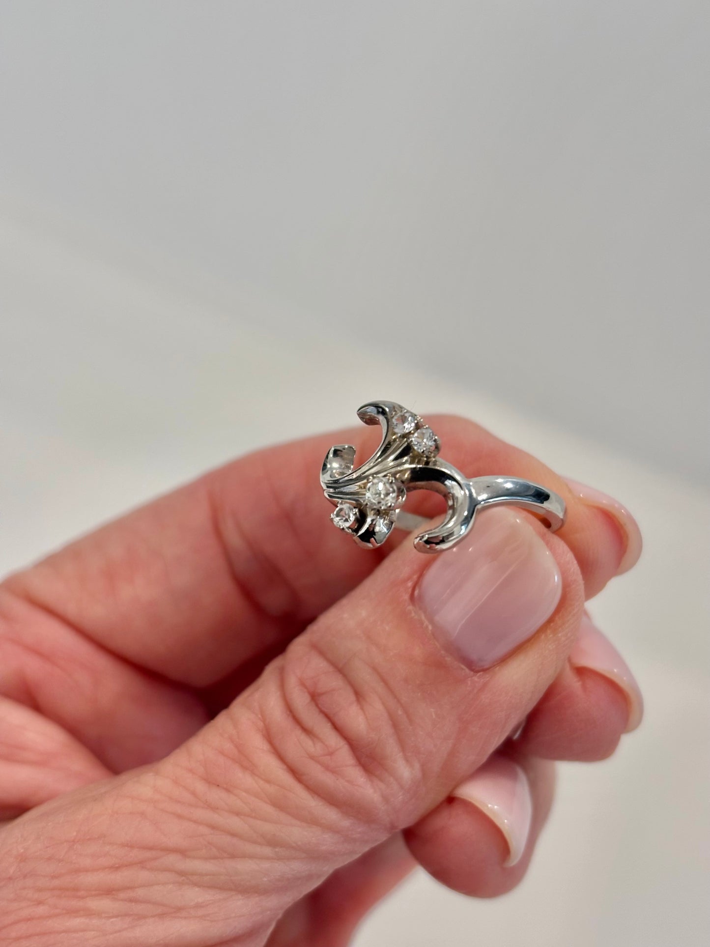 Vintage 14K Gold Diamond Swirl Ring - Sculptural Estate Statement Ring