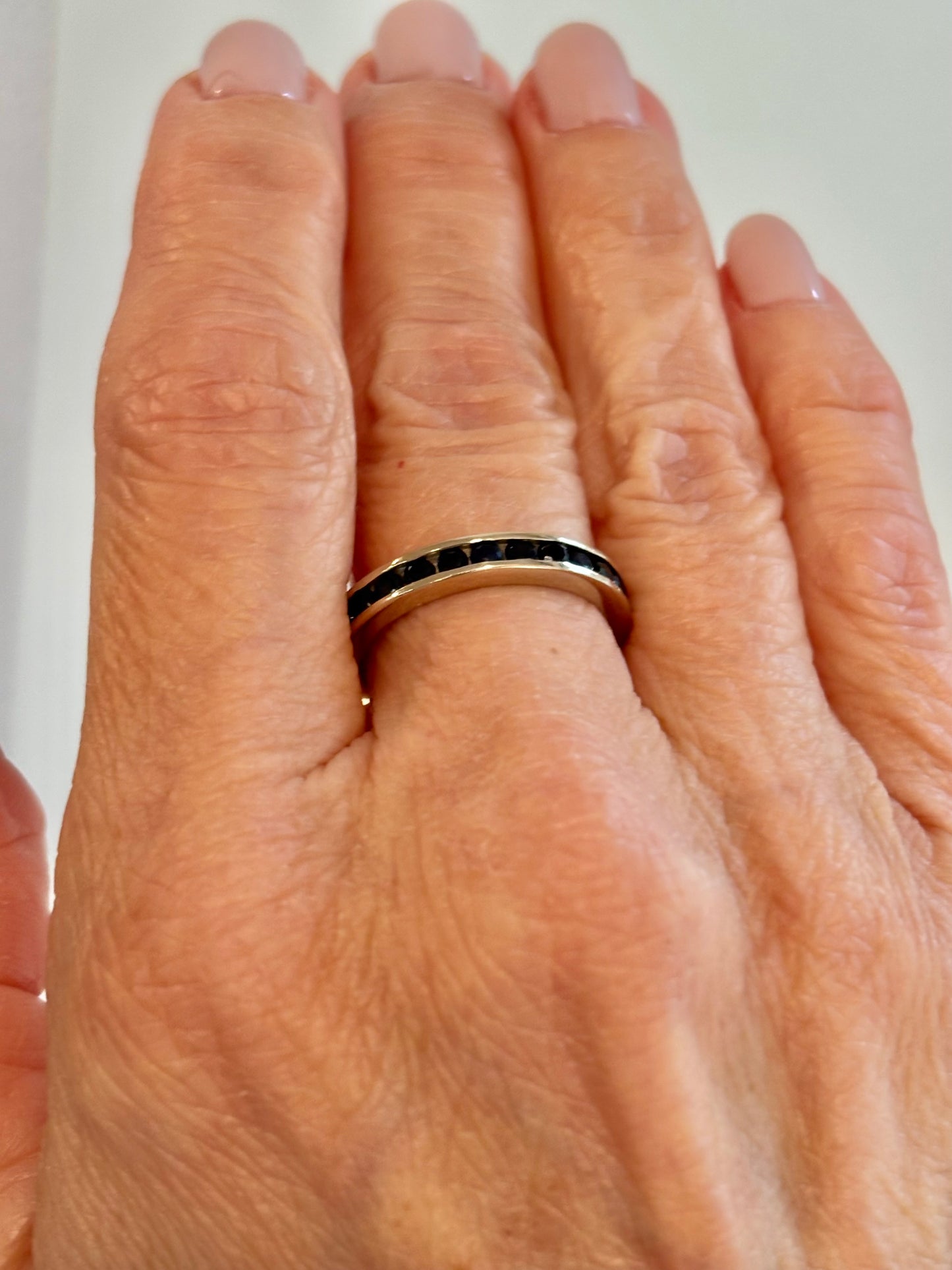Vintage Channel Set  Sapphire Eternity Band 14k