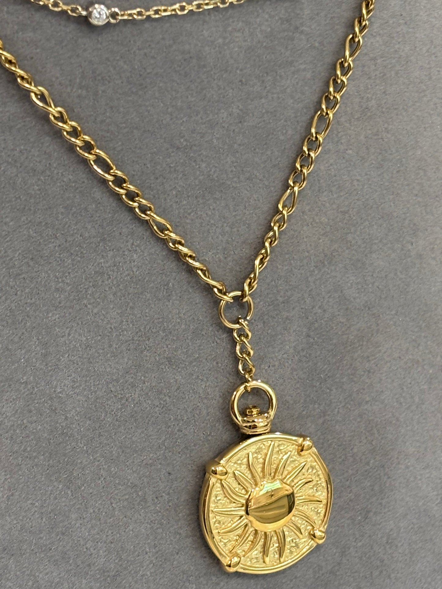 Reversible Sun Moon Coin Necklace | 18K Gold Plated Stainless Steel Medallion Pendant