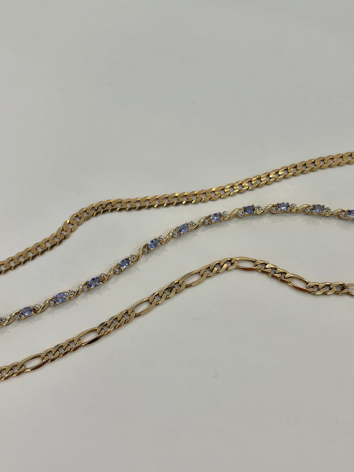 14k Solid Gold Vintage Figaro Link Chain Bracelet - Timeless Italian Style