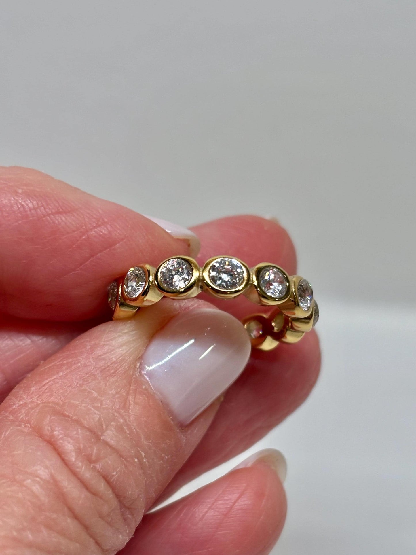 Bezel-Set Cubic Zirconia Eternity Band | 18K Gold Plated Stainless Steel | Stackable Gold Ring