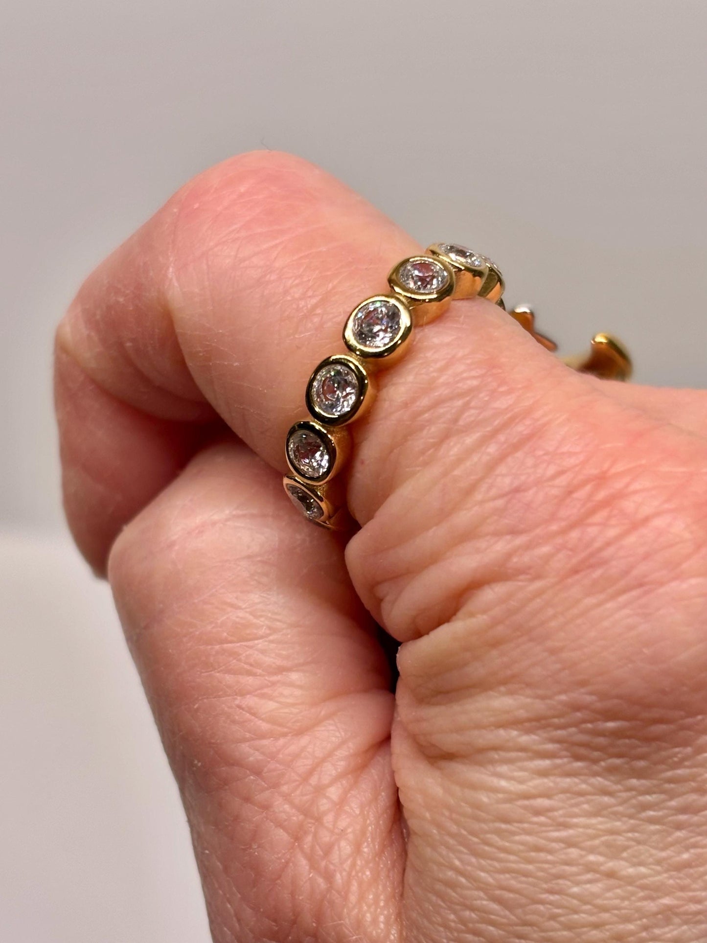 Bezel-Set Cubic Zirconia Eternity Band | 18K Gold Plated Stainless Steel | Stackable Gold Ring