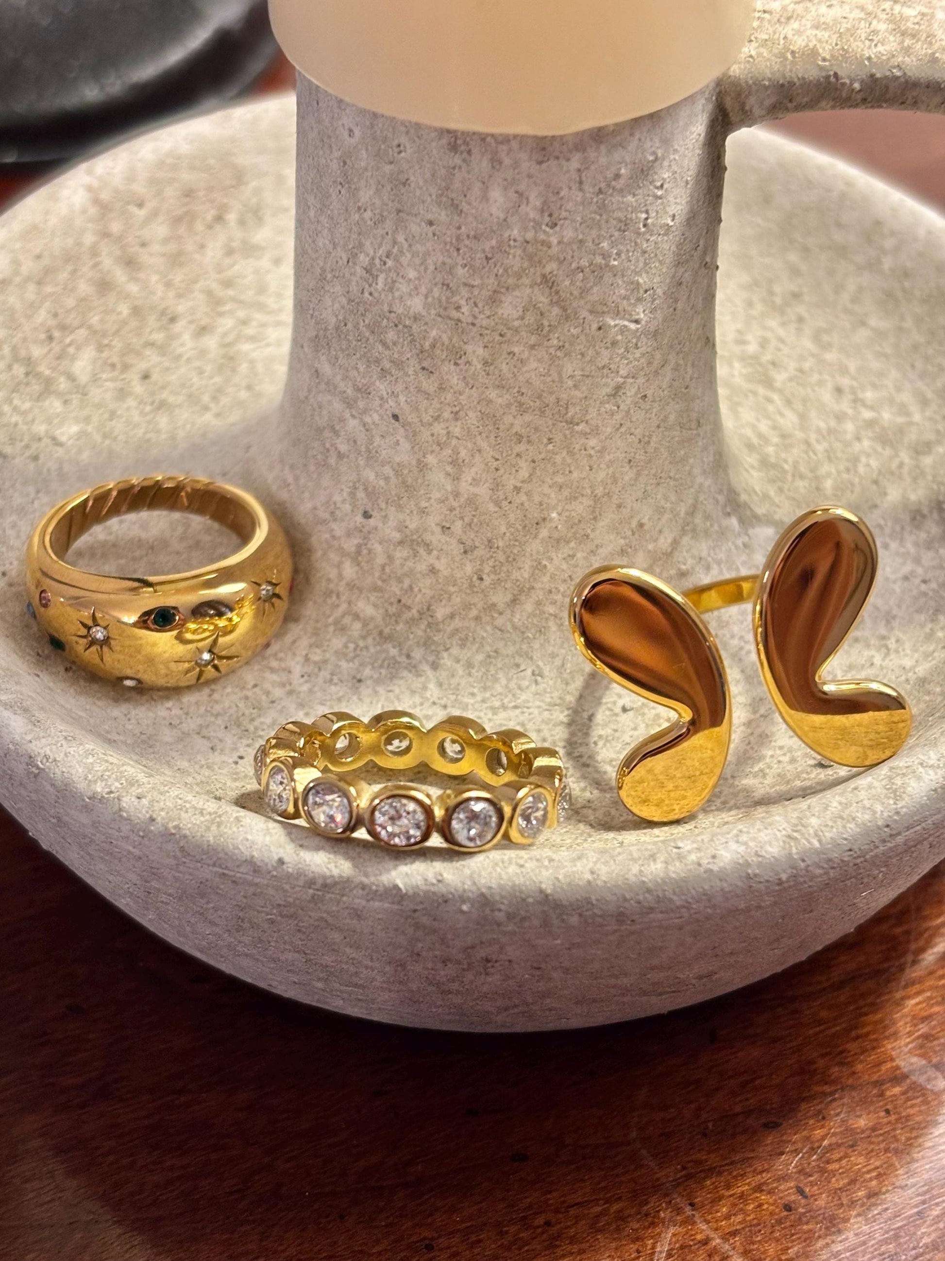 Bezel-Set Cubic Zirconia Eternity Band | 18K Gold Plated Stainless Steel | Stackable Gold Ring