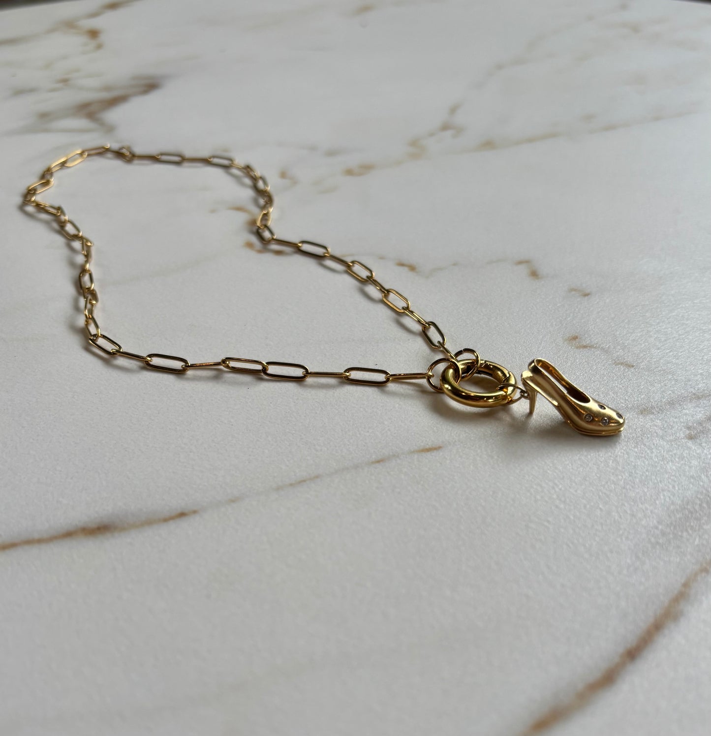 Vintage 14k Gold Pump & Diamonds Charm