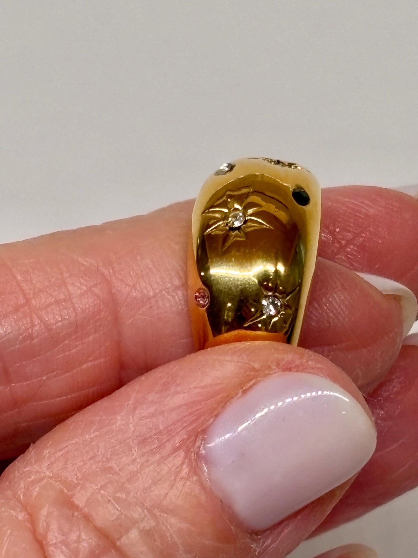 Chunky Celestial Star Band Ring | 18K Gold Plated Stainless Steel | Vintage-Inspired Statement Ring