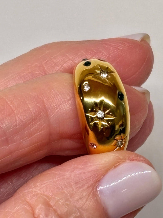 Chunky Celestial Star Band Ring | 18K Gold Plated Stainless Steel | Vintage-Inspired Statement Ring