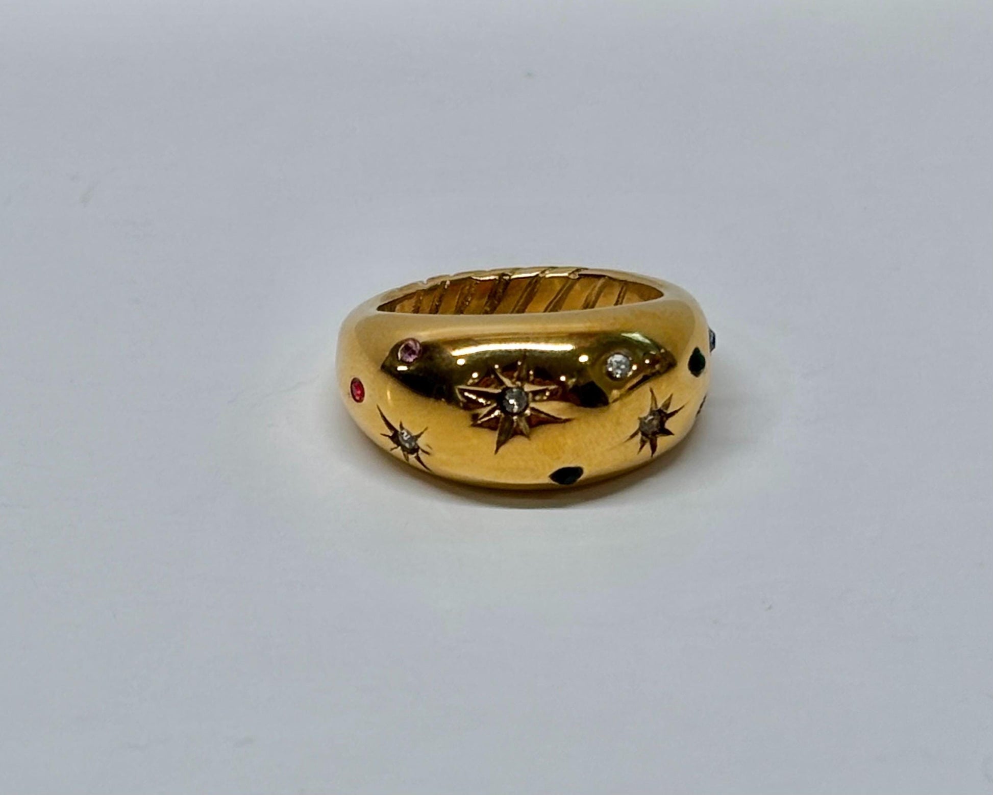 Chunky Celestial Star Band Ring | 18K Gold Plated Stainless Steel | Vintage-Inspired Statement Ring