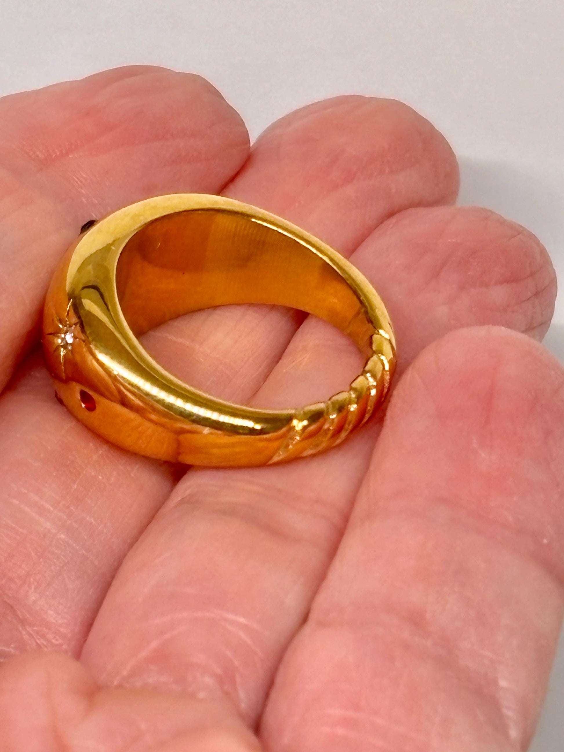 Chunky Celestial Star Band Ring | 18K Gold Plated Stainless Steel | Vintage-Inspired Statement Ring