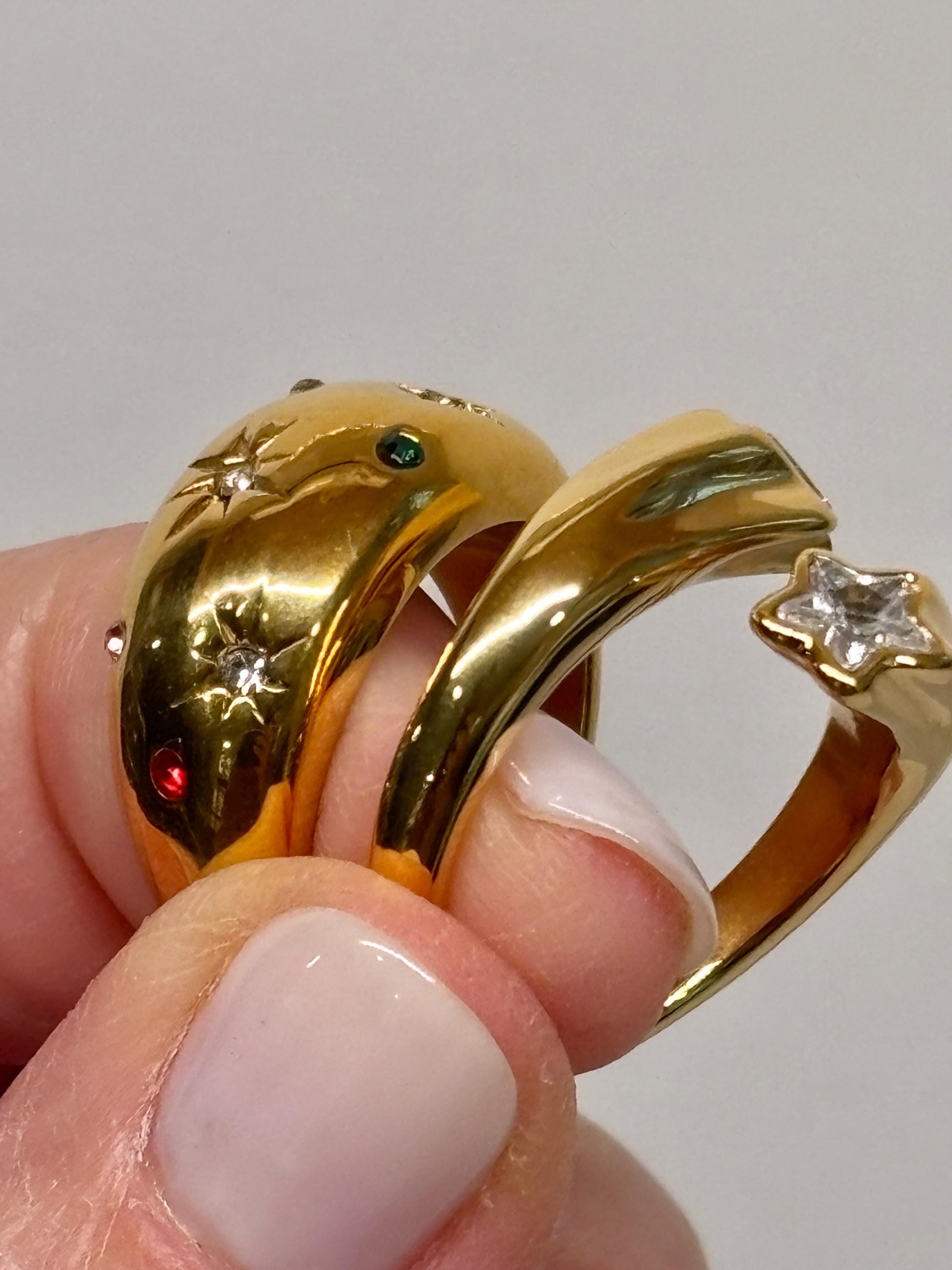 Chunky Celestial Star Band Ring | 18K Gold Plated Stainless Steel | Vintage-Inspired Statement Ring
