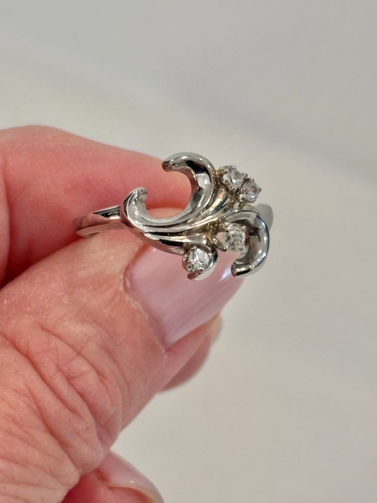 Vintage 14K Gold Diamond Swirl Ring - Sculptural Estate Statement Ring