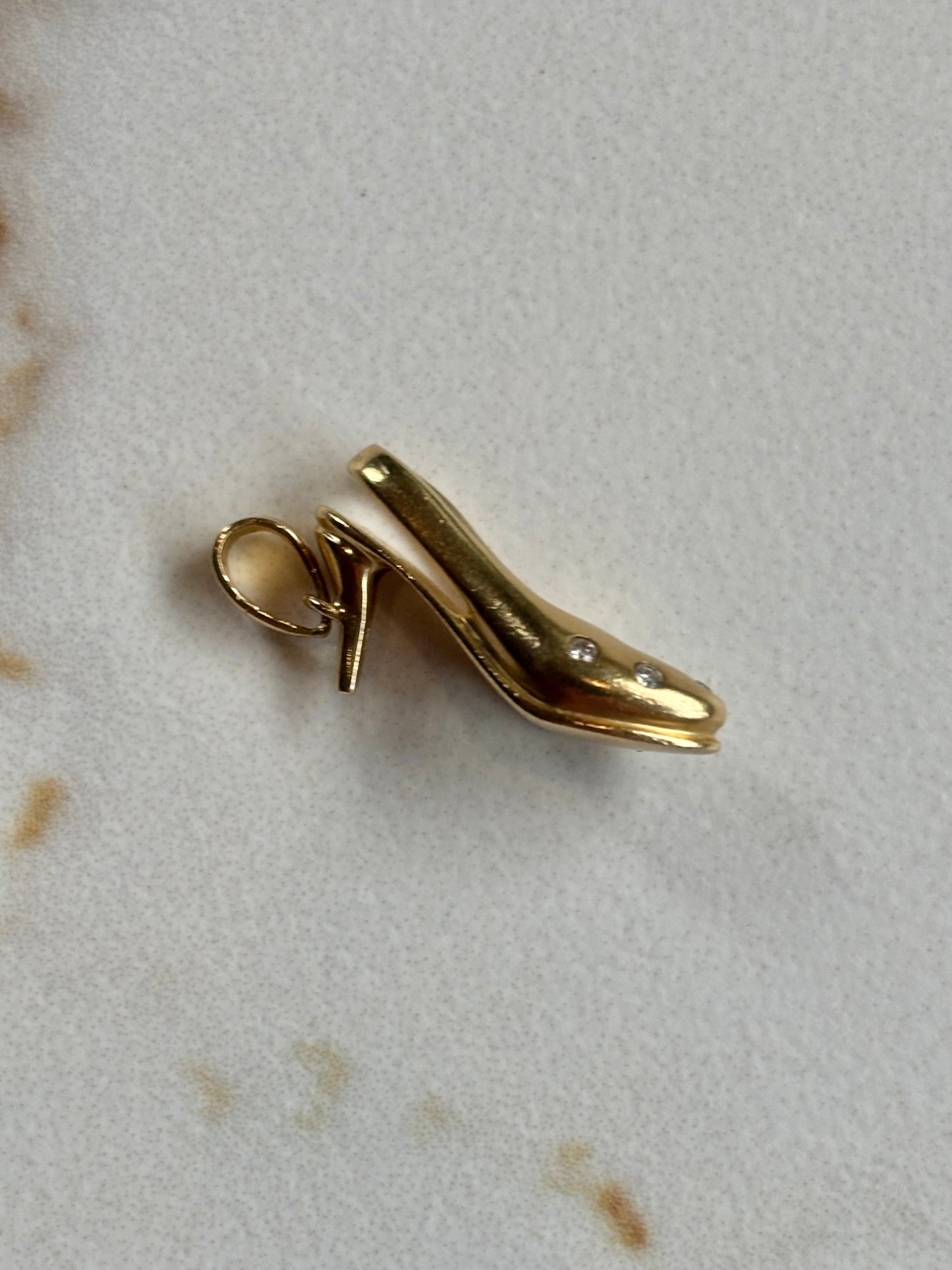 Vintage 14k Gold Pump & Diamonds Charm