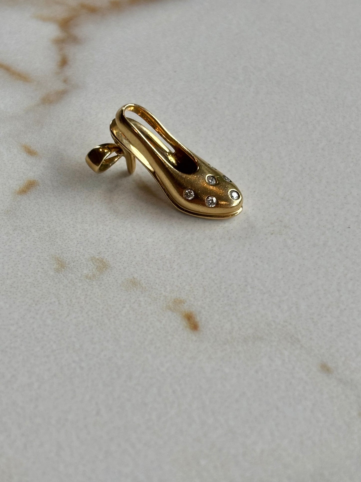 Vintage 14k Gold Pump & Diamonds Charm