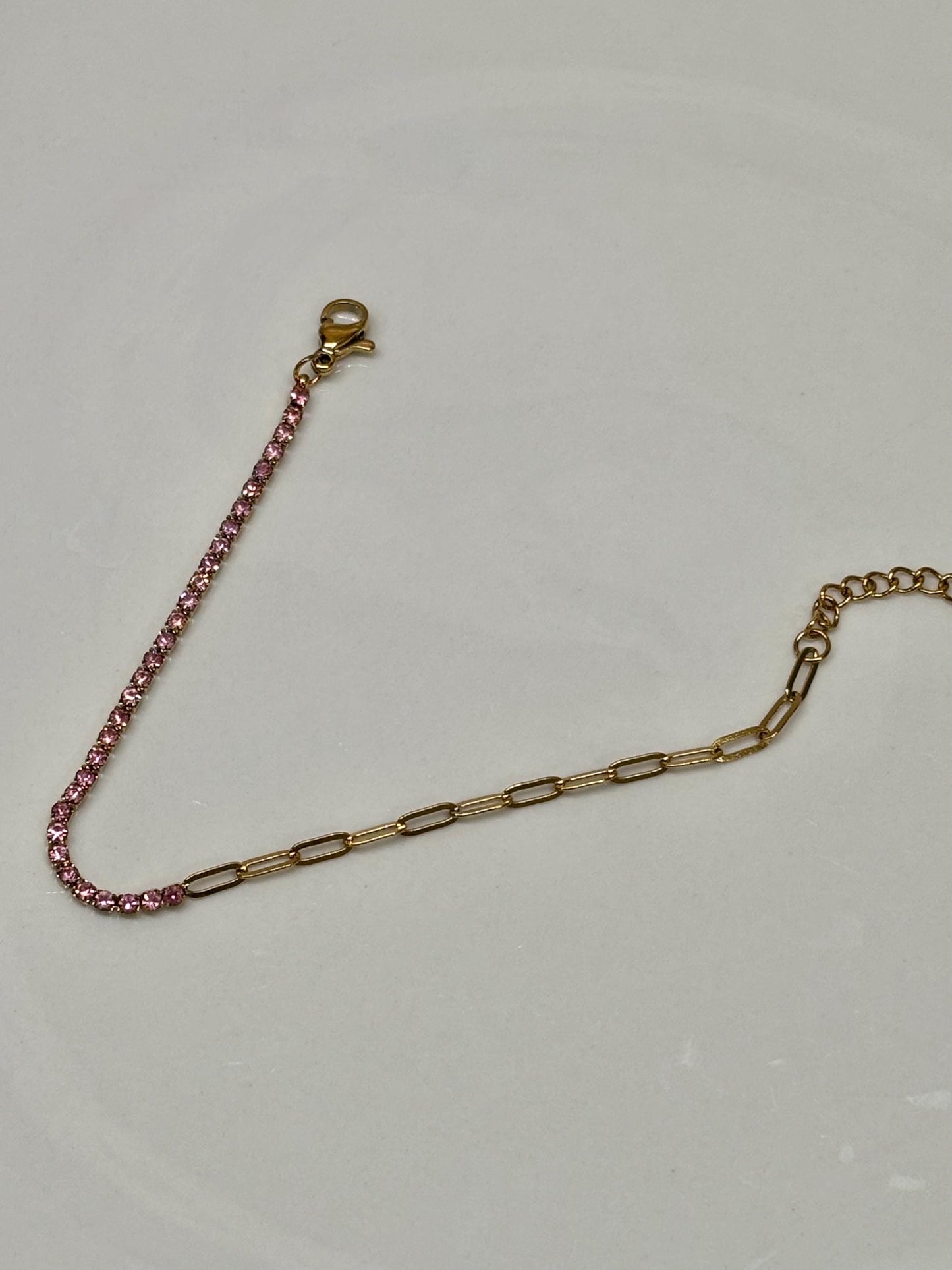 Dainty Pink Gemstone Link Bracelet