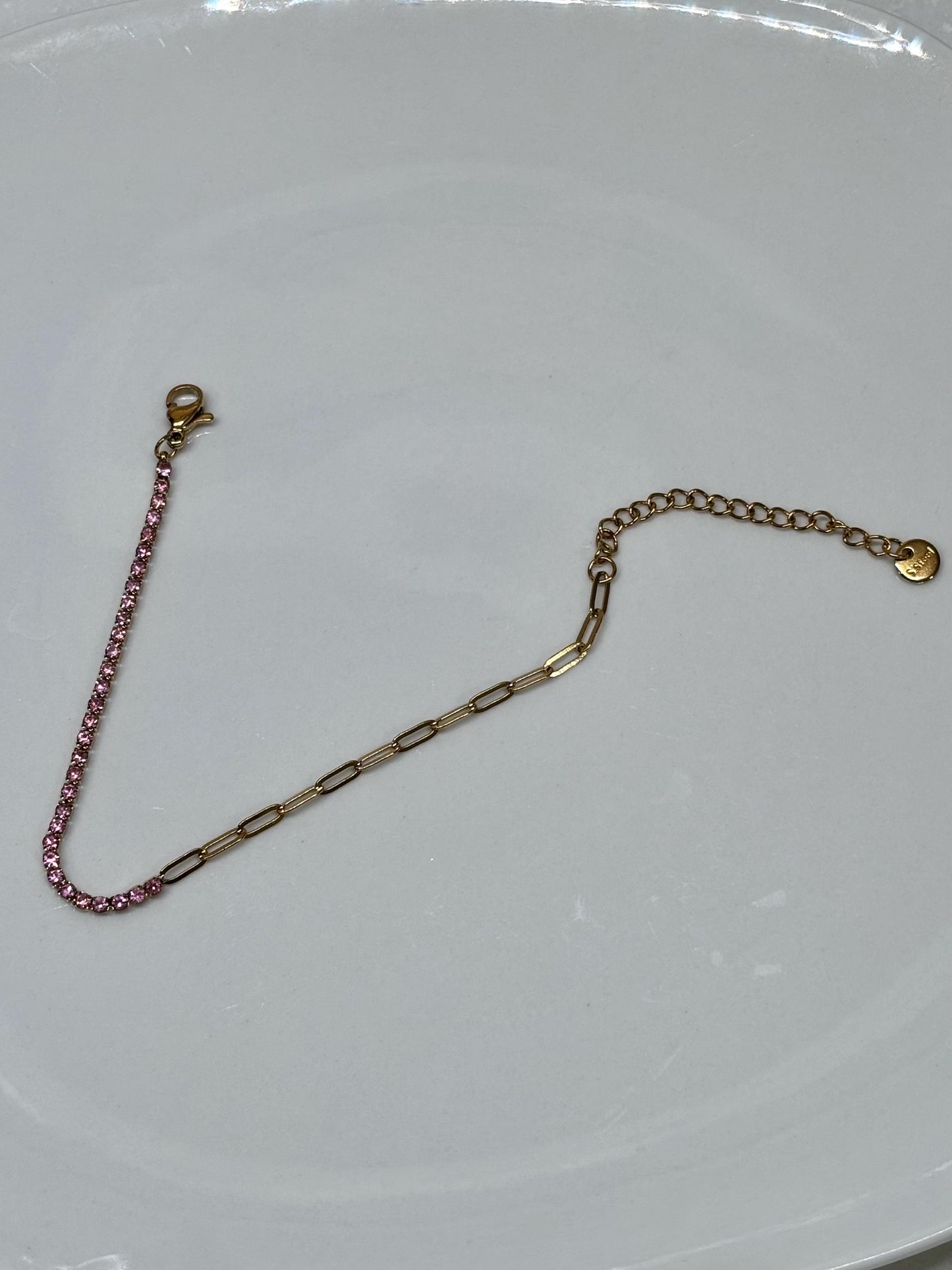 Dainty Pink Gemstone Link Bracelet