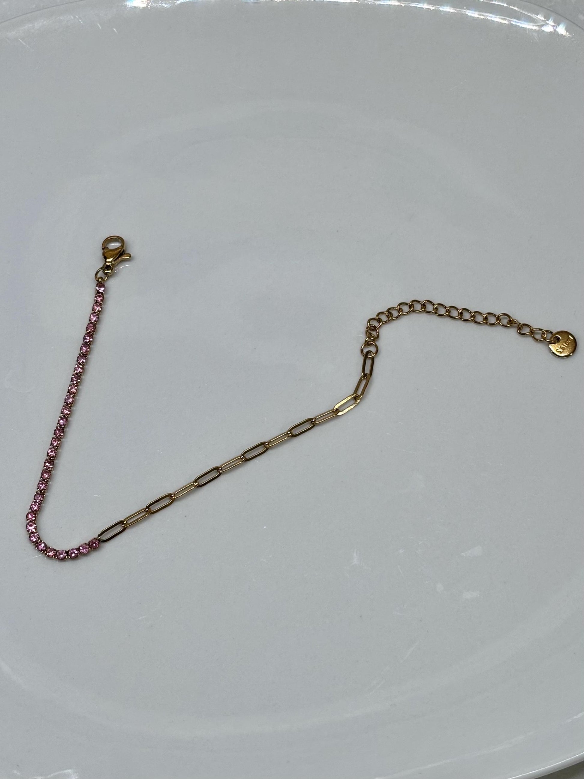 Dainty Pink Gemstone Link Bracelet
