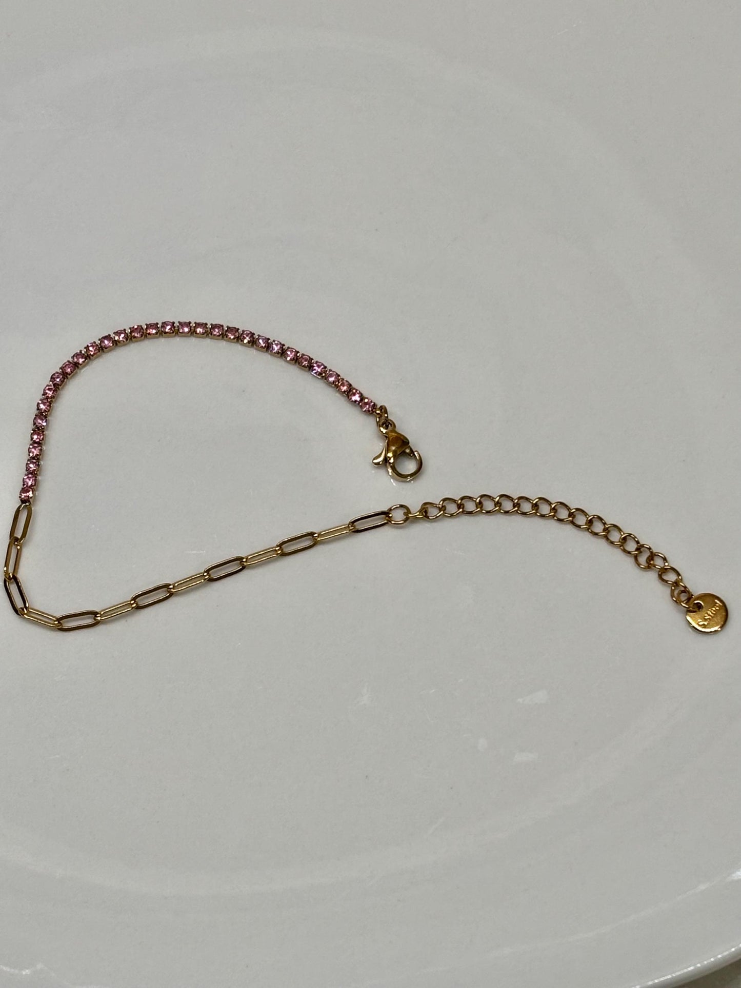 Dainty Pink Gemstone Link Bracelet