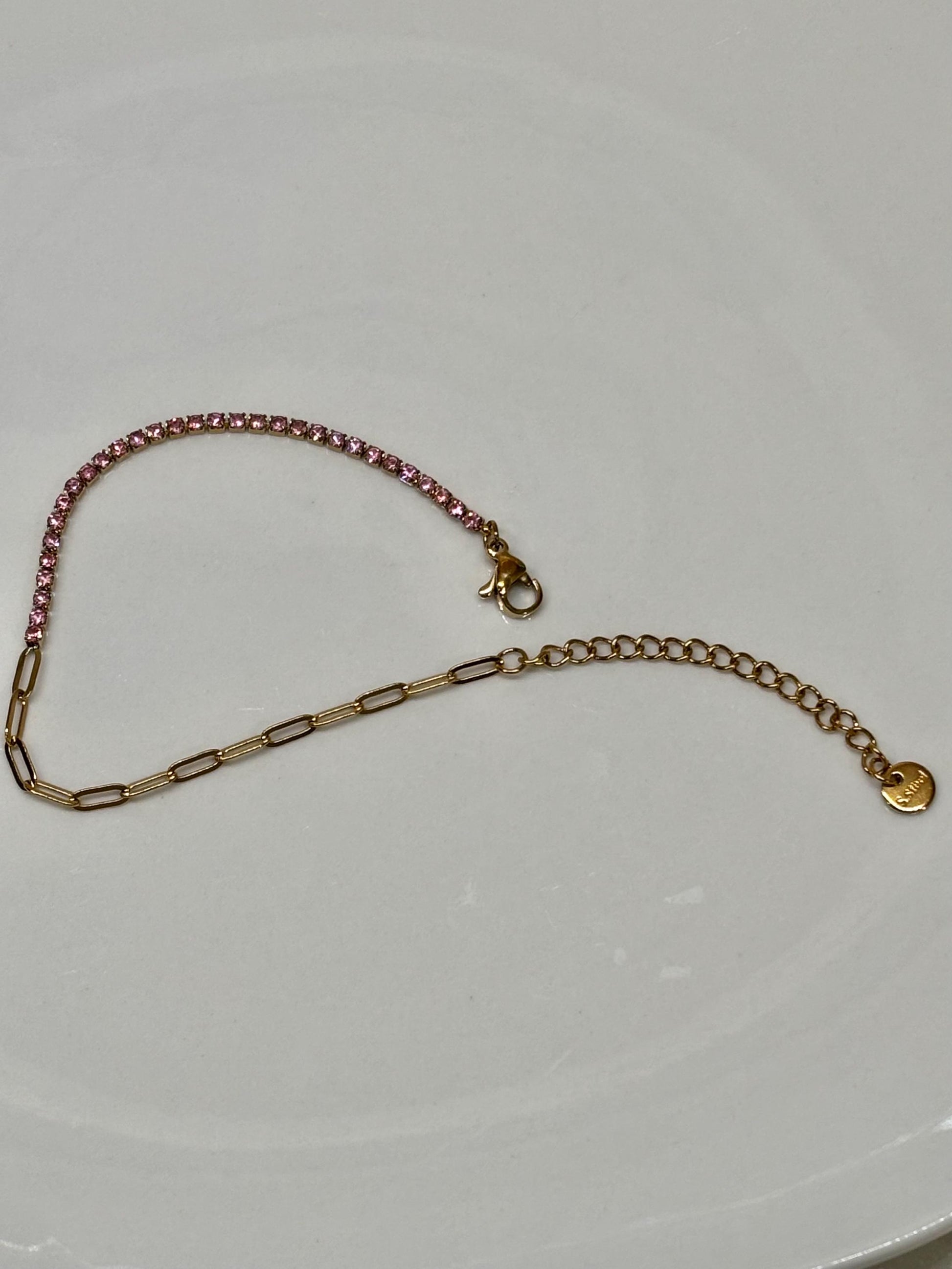 Dainty Pink Gemstone Link Bracelet