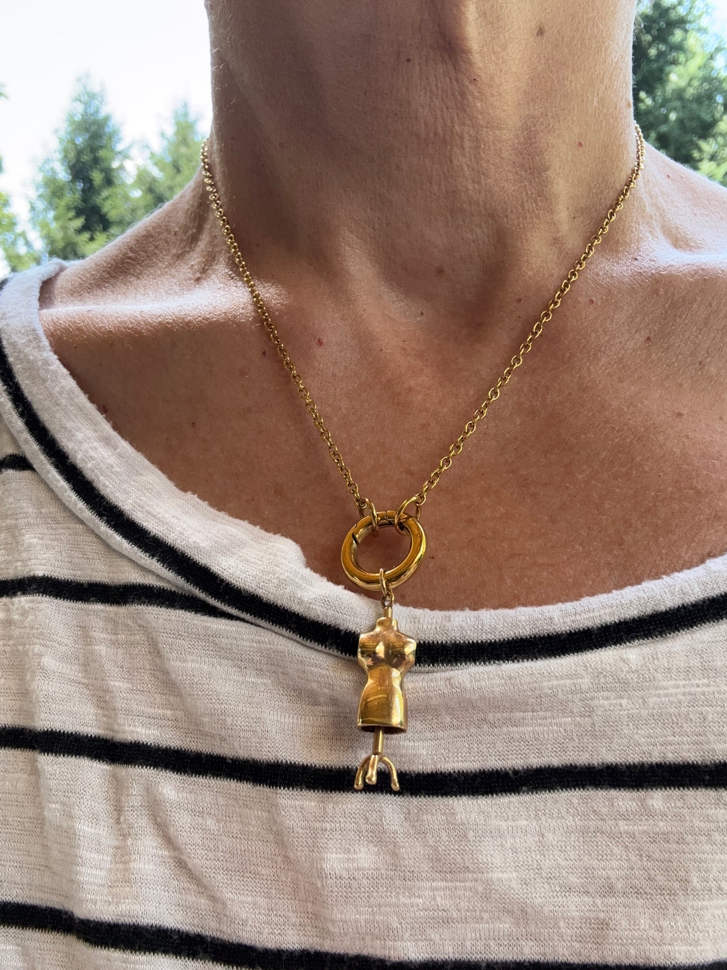 Vintage Dressmaker Form 14k Yellow Gold Charm Pendant