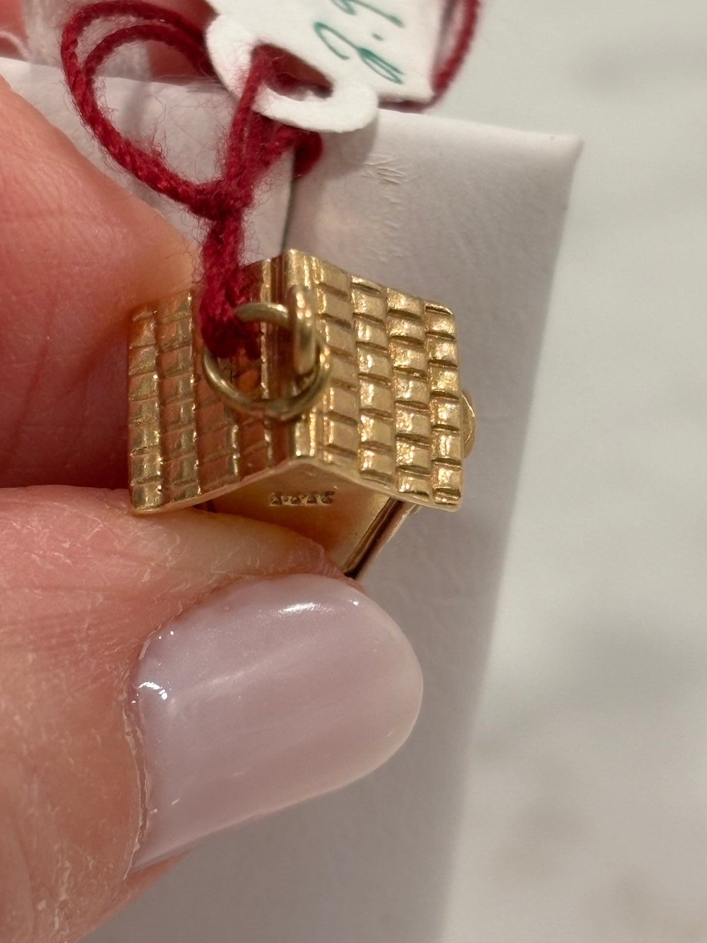 Vintage Cuckoo Clock Charm Pendant 14K Solid Yellow Gold