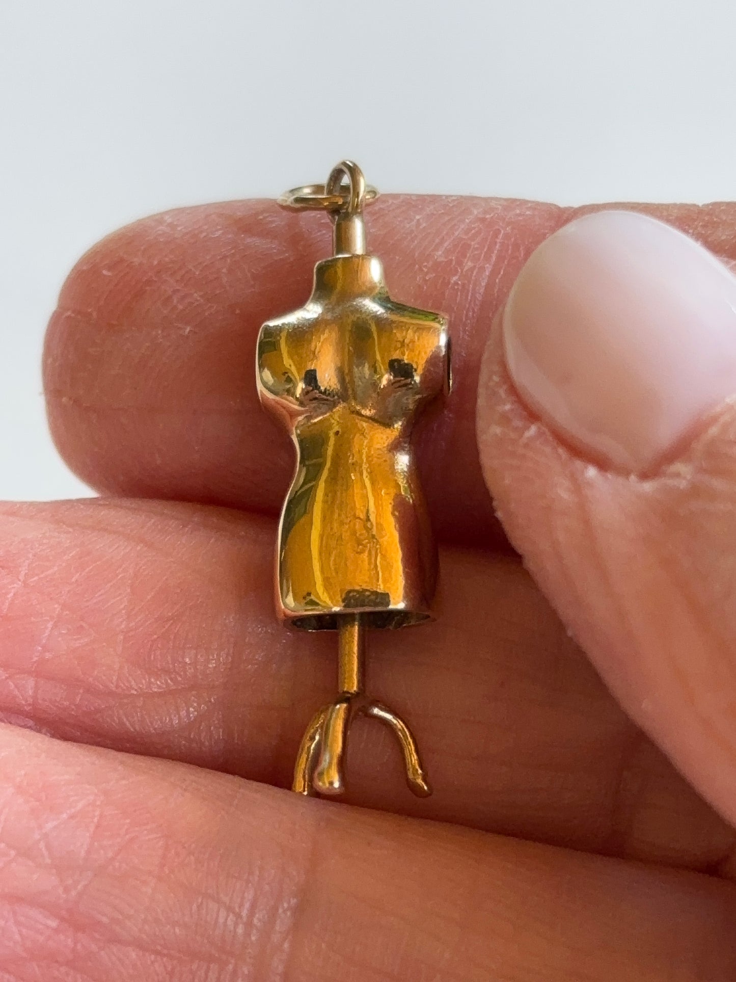 Vintage Dressmaker Form 14k Yellow Gold Charm Pendant