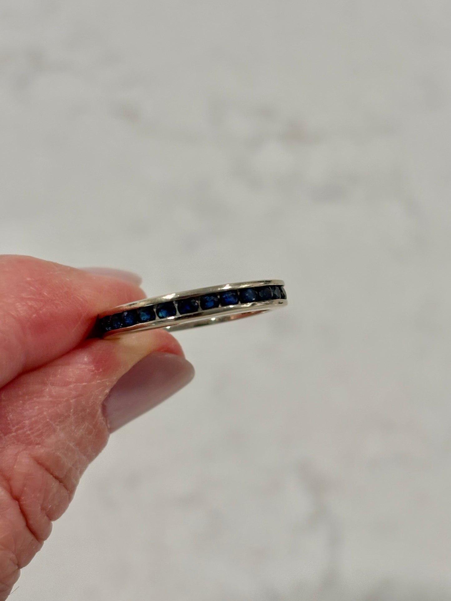 Vintage Channel Set  Sapphire Eternity Band 14k