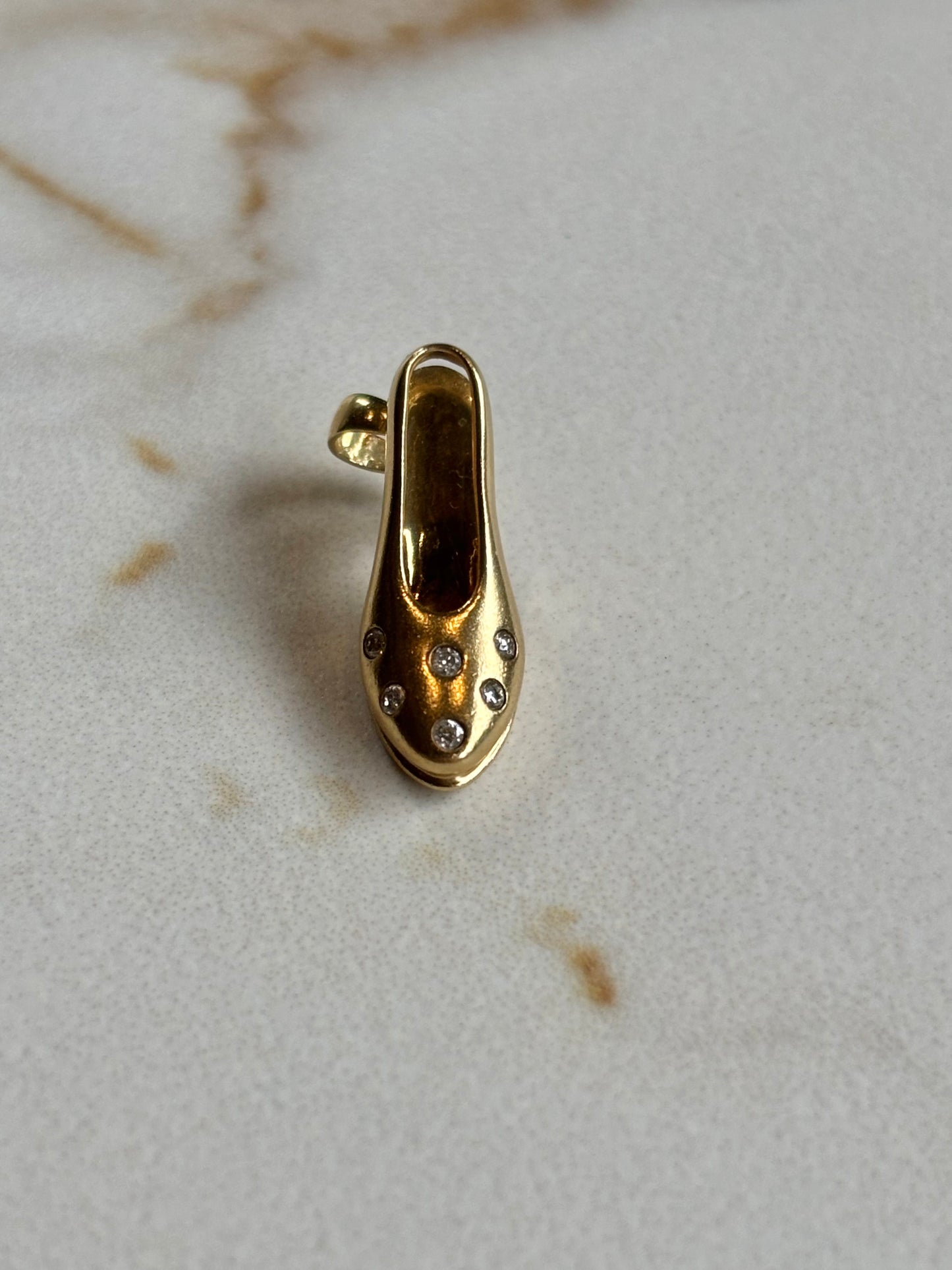 Vintage 14k Gold Pump & Diamonds Charm