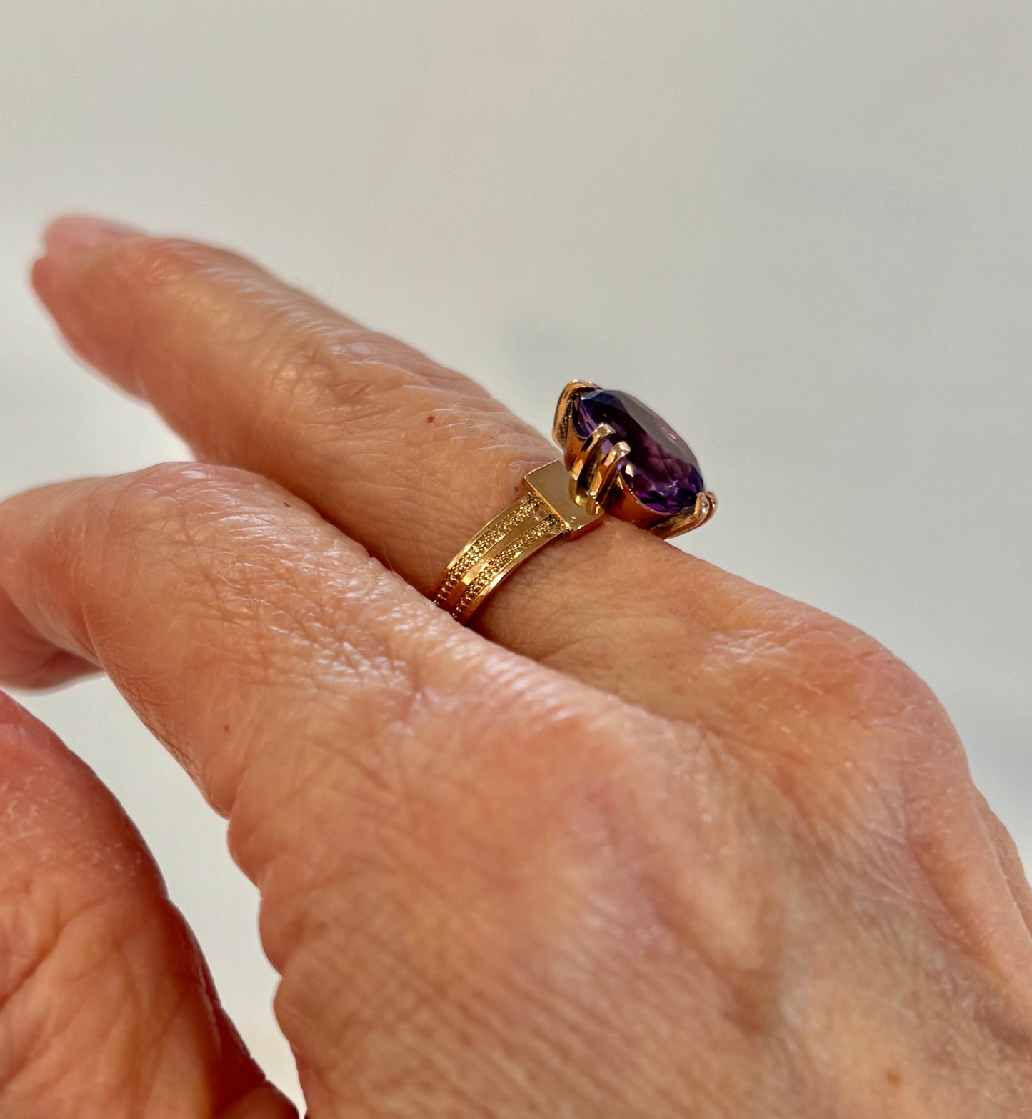 Vintage Amethyst Statement Ring | Oval Purple Gemstone Ring | Elegant Rose Gold Ring | February Birthstone Jewelry