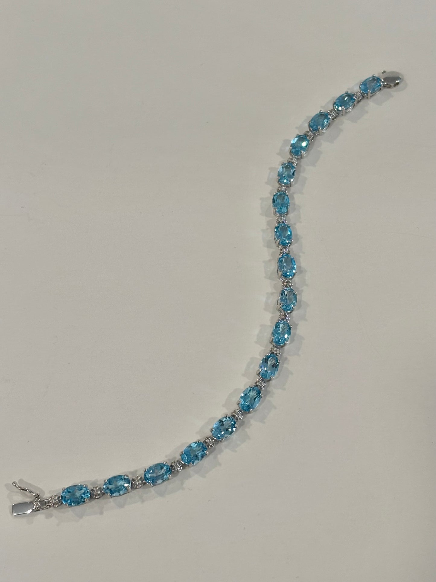 Vintage Blue Topaz Bracelet | Oval Blue Gemstone Tennis Bracelet | Elegant Statement Jewelry | Classic Vintage Bracelet