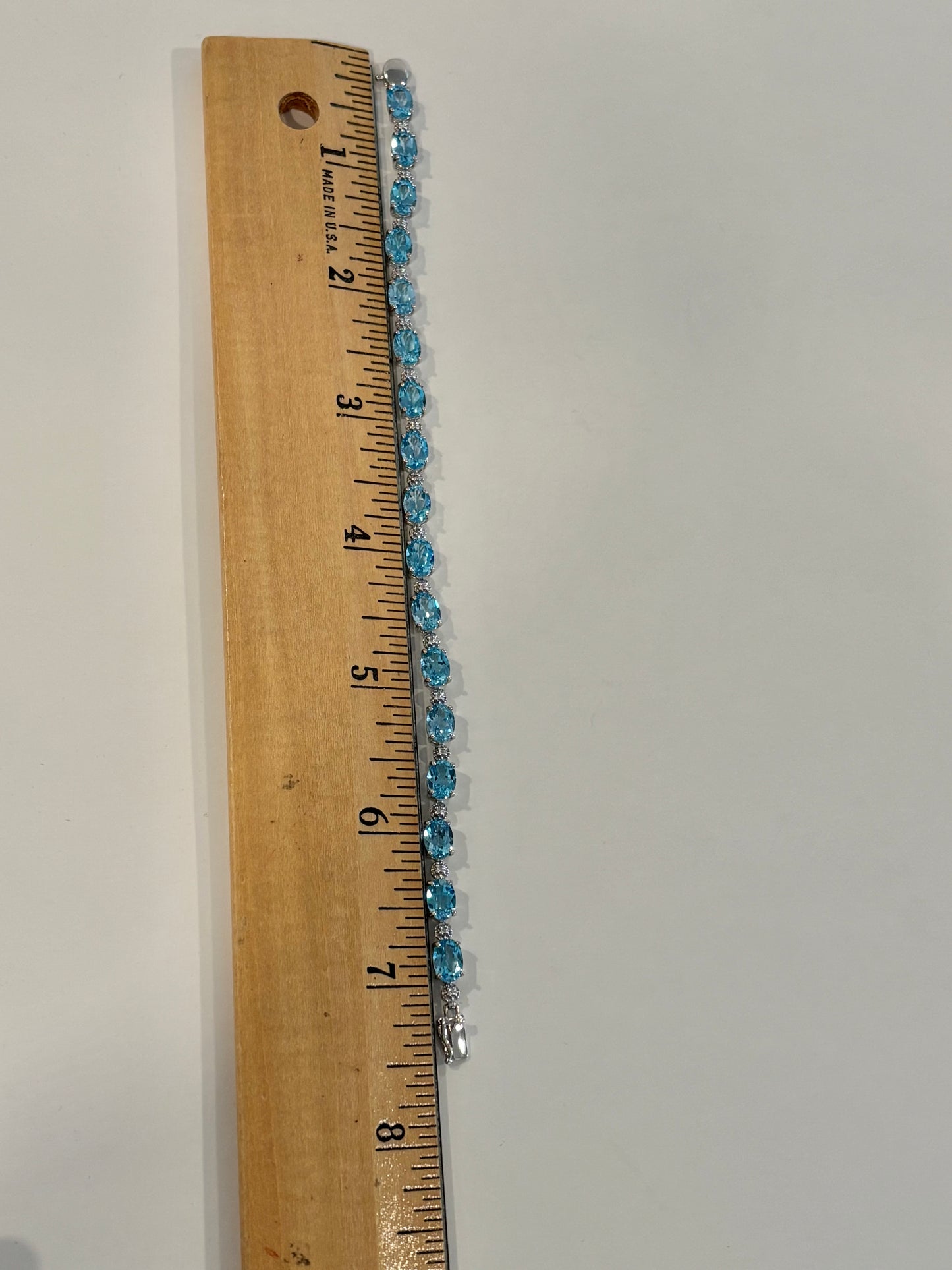 Vintage Blue Topaz Bracelet | Oval Blue Gemstone Tennis Bracelet | Elegant Statement Jewelry | Classic Vintage Bracelet
