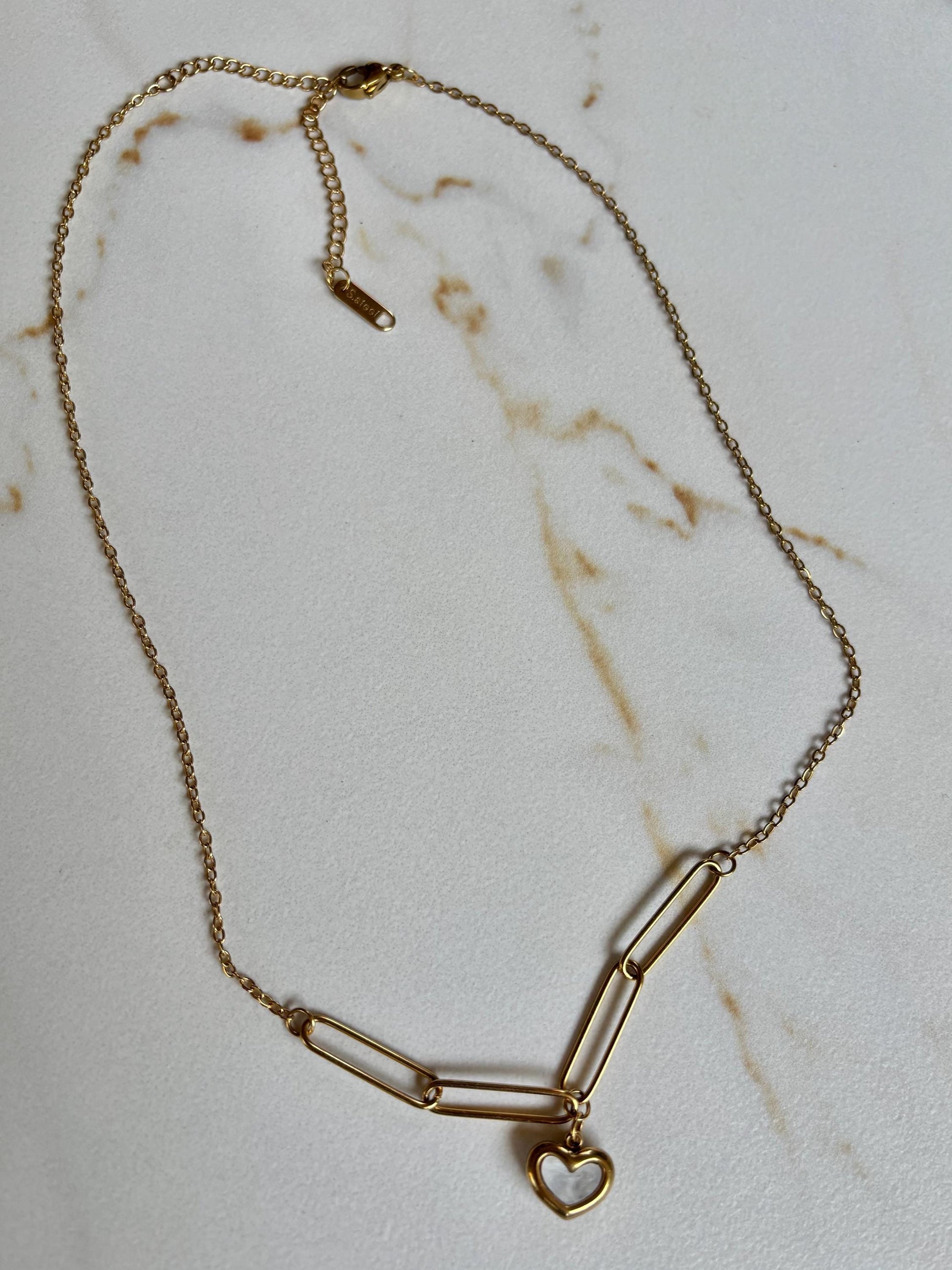 Heart Paperclip Gold Trendy Necklace
