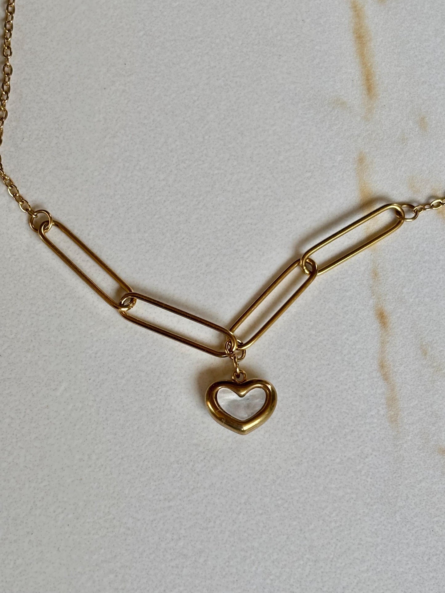 Heart Paperclip Gold Trendy Necklace